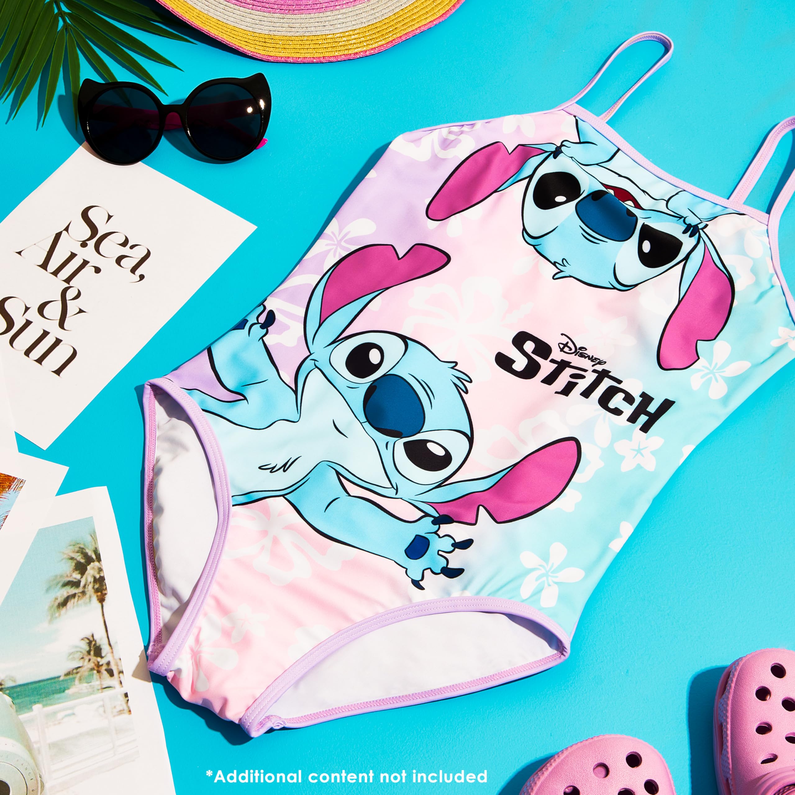 Disney Stitch Girls One Piece Swimsuit - Stretchy Comfortable Swimwear for Beach, Pool & Summer Vacation | Perfect for Swimming Lessons, Water Parks & Tropical Getaways