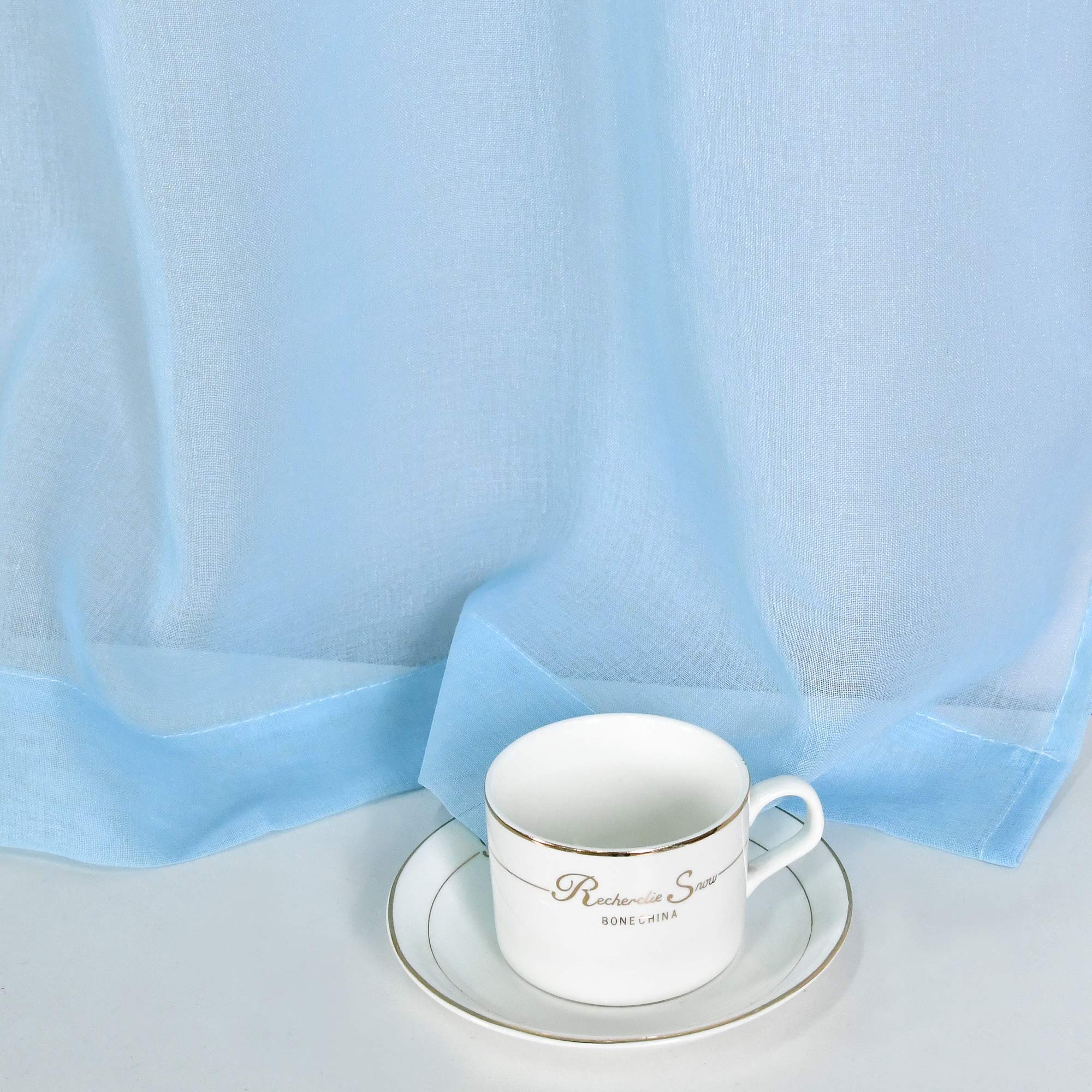 Baby Blue Short Sheer Kitchen Curtains 36 Inch - Semi-Sheer Tier Cafe Curtains with Rod Pocket, Linen Look Window Drapes for Privacy - Perfect for Basement, Bathroom & Small Windows (34x36 Inches) - Ideal for Kitchens, Breakfast Nooks & Cozy Home Decor