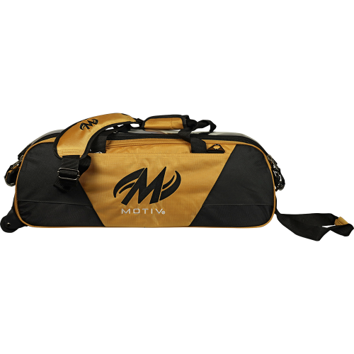 Motiv Ballistix Triple Tote Gold Shoe Bag Bundle - Premium Bowling Shoe Storage for Men & Women - Perfect for Bowling Alley, Gym, Travel & Sports Equipment Organization