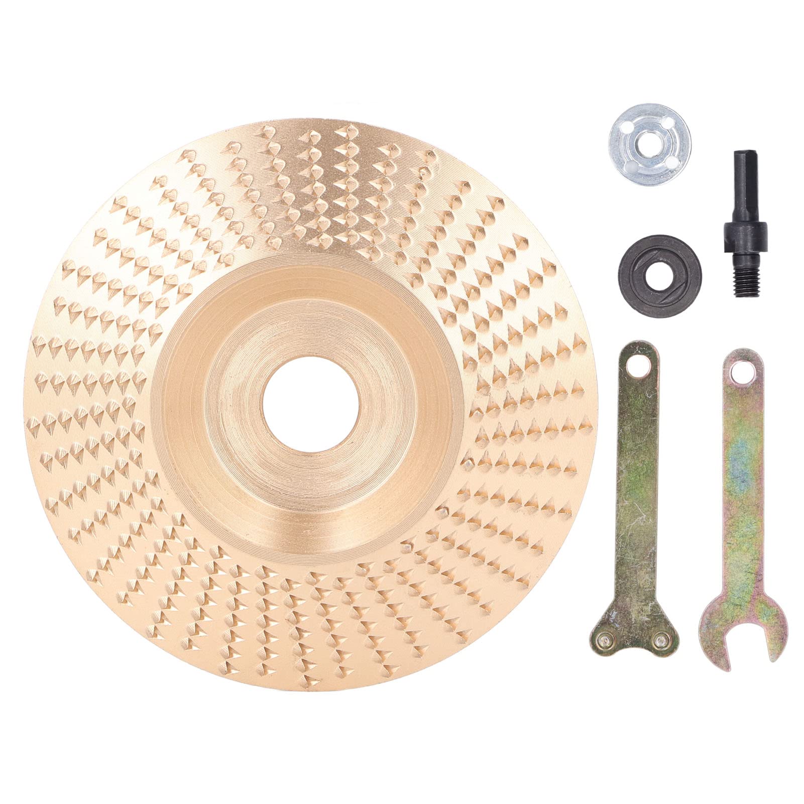 Milltrip 100mm Wood Carving Disc Set - Tungsten Carbide Grinding & Shaping Wheel with 16mm Arbor for Angle Grinder | Professional Woodworking Tools for DIY Projects, Furniture Making & Crafting (Gold)