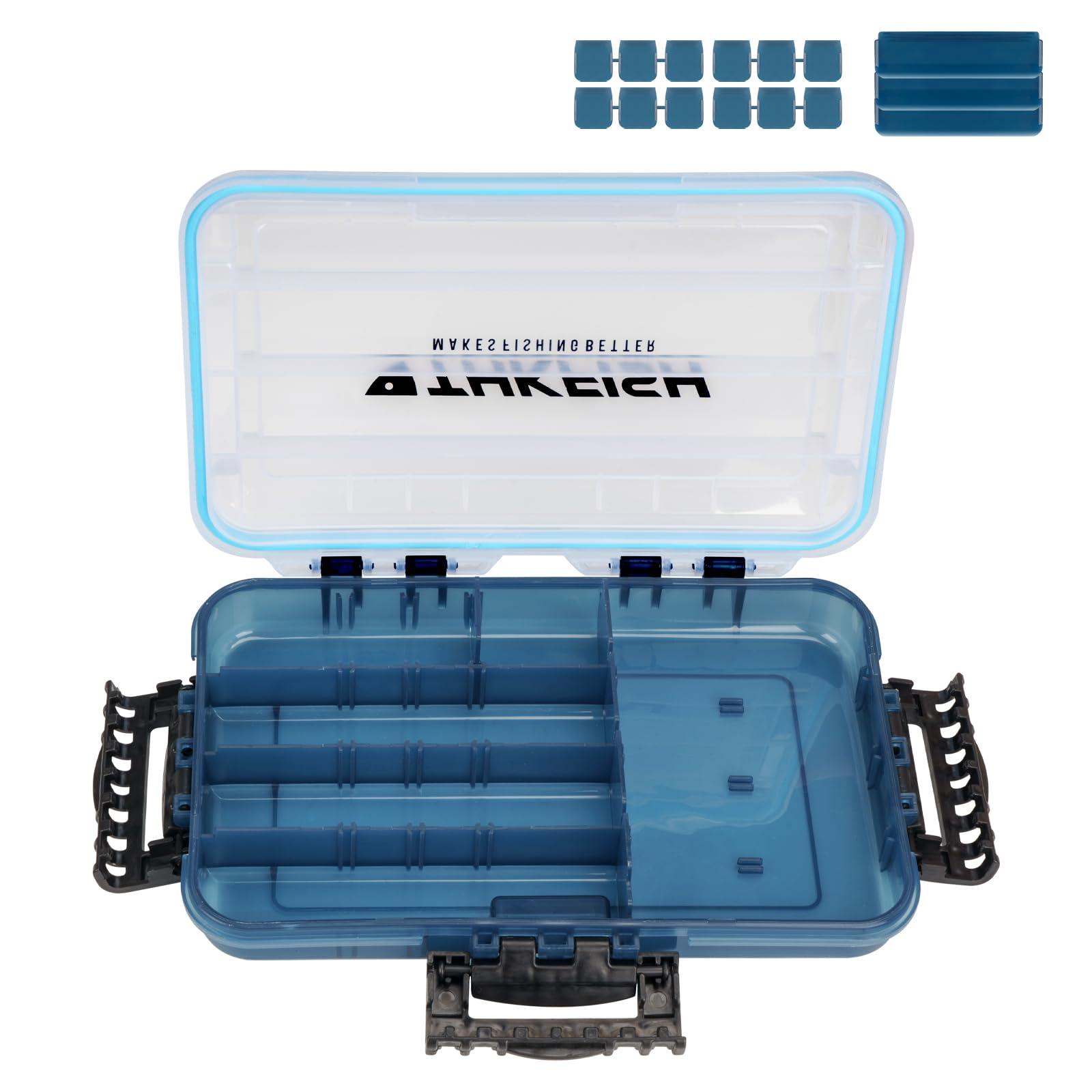 THKFISH 3600 Tackle Box - Waterproof Floating Fishing Lure Storage Organizer with Adjustable Dividers | Sun-Proof Plastic Fishing Gear Box for Bass, Trout & Saltwater Fishing | Perfect for Boat, Kayak & Shore Fishing