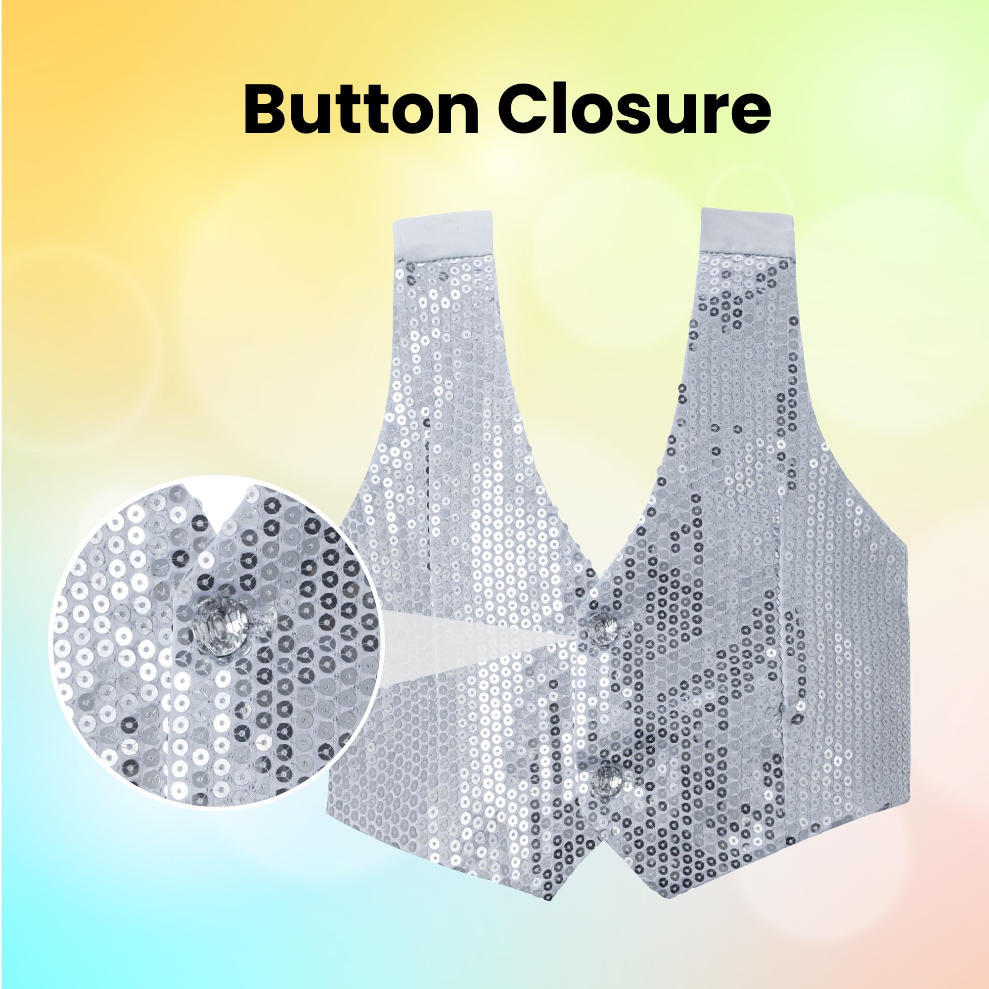 Dress Up America Sequin Vest for Kids - Silver Shiny Dance Vest for Boys & Girls - Party Costume for Performances, Dance Recitals, and Birthday Celebrations