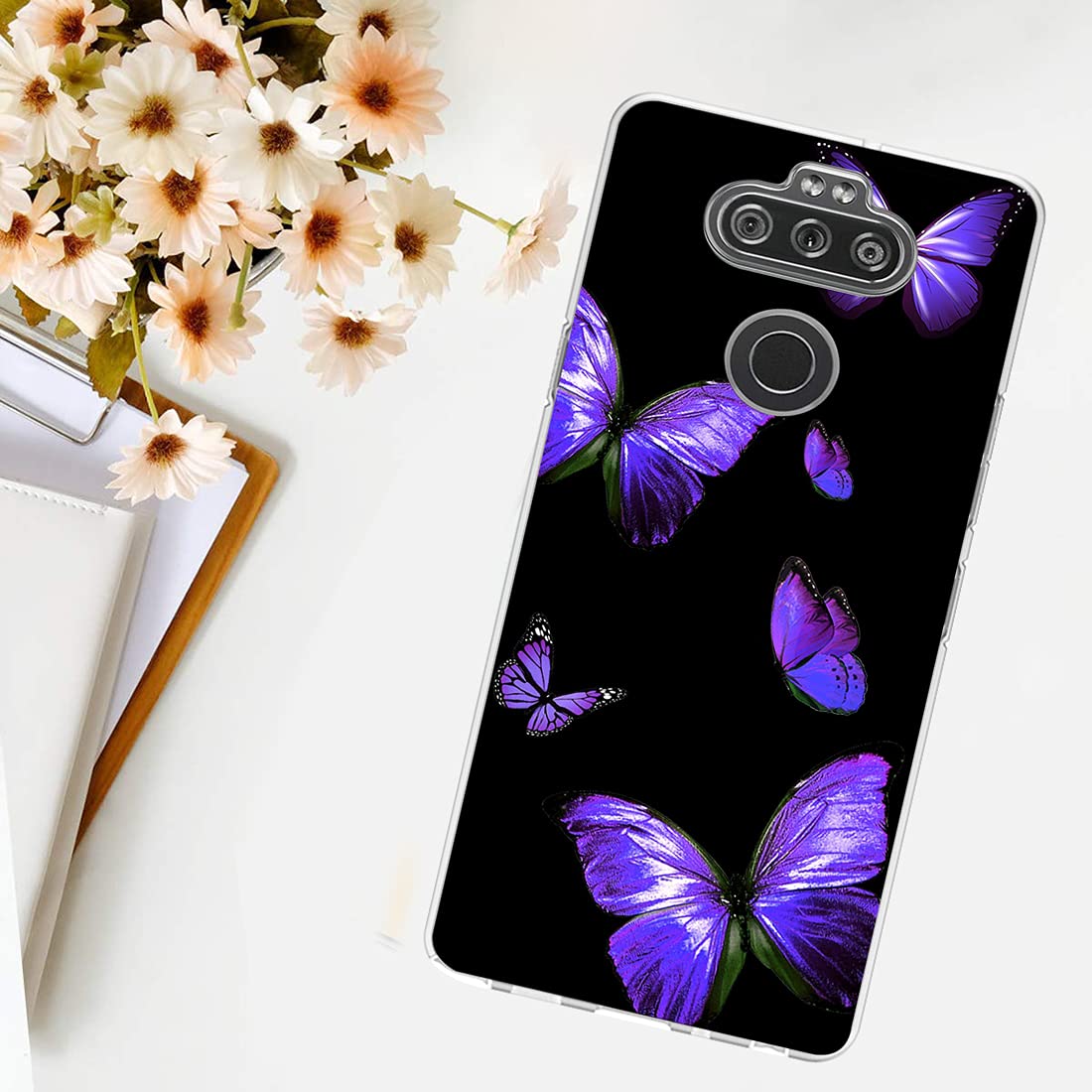 **Clear Shockproof TPU Phone Case for LG Stylo 6 - Cute Purple Butterfly Design, Protective Cover for Women & Girls | Perfect for Everyday Use, Work & School**