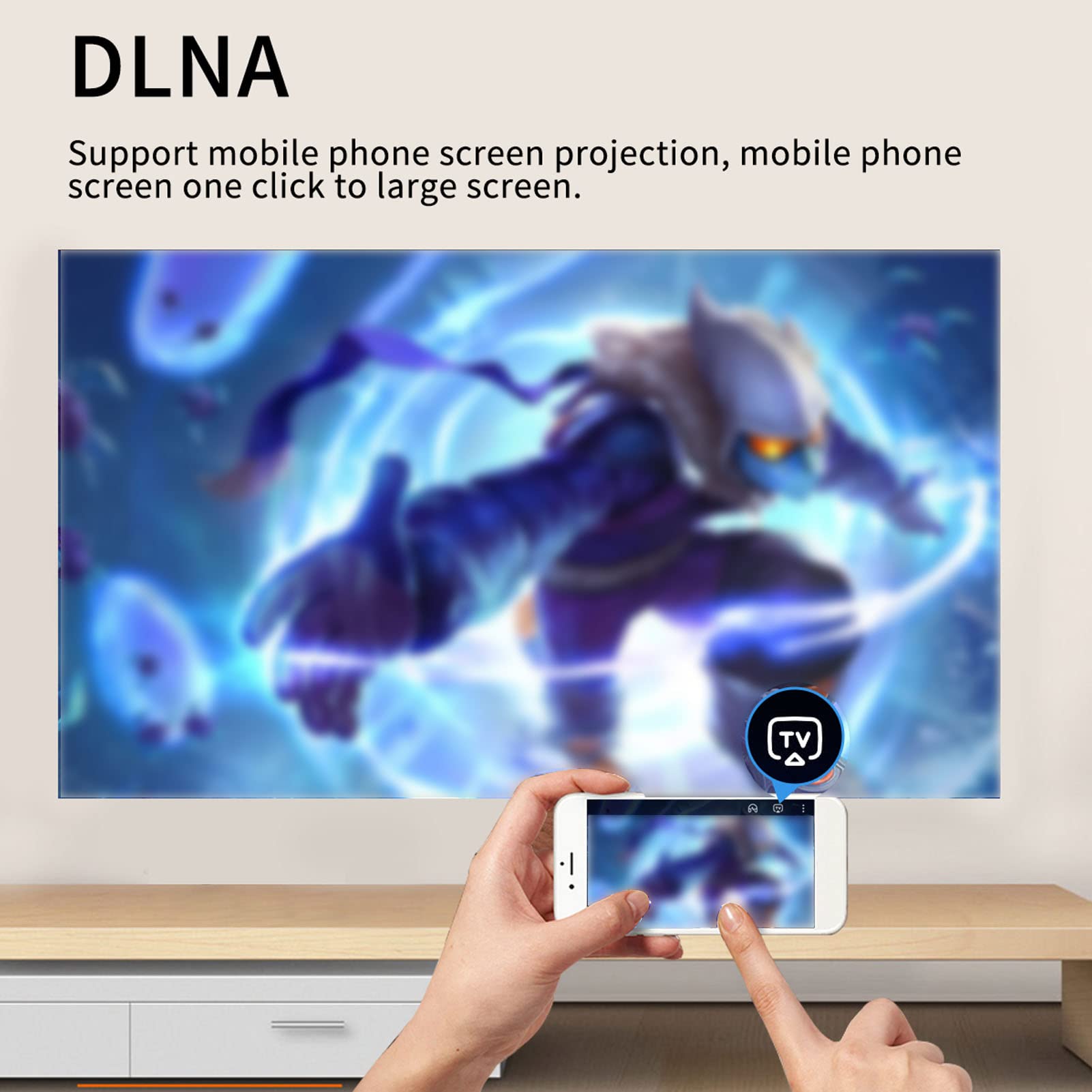RajoNN Mini Projector - 100 Inch HD 1080P Wireless Portable Projector with Dual Speakers & AUX Interface (UK Plug) | Ideal for Home Theater, Outdoor Movies, Gaming, and Office Presentations