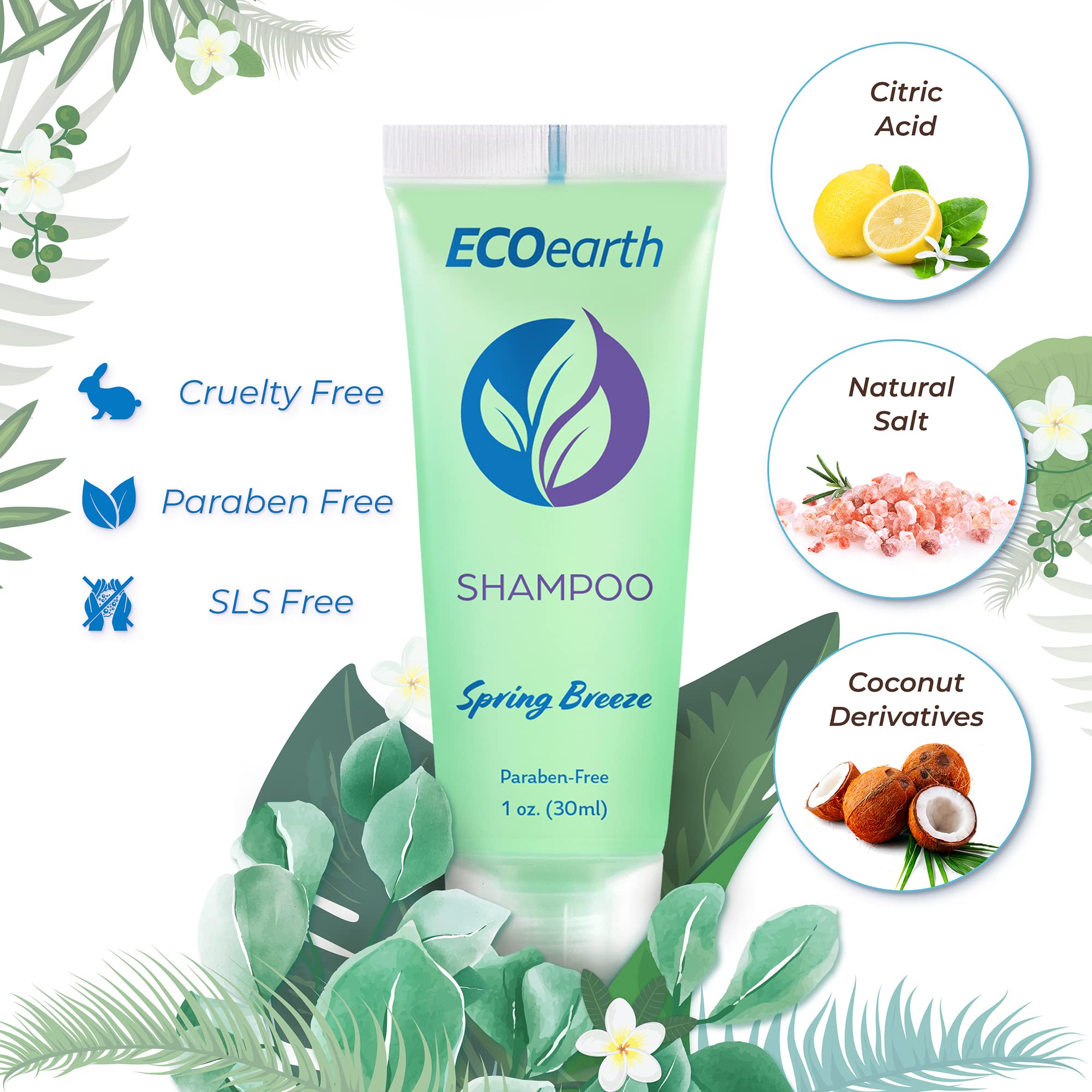 EcoEarth Travel Size Soap, Shampoo & Conditioner Set - 150 Pieces (1 oz Each) | Spring Breeze Scent | Bulk Hotel Toiletries for Guests | Revitalizing & Refreshing Body Care Kit - Perfect for Hotels, Spas, Travel & Hospitality Gifts
