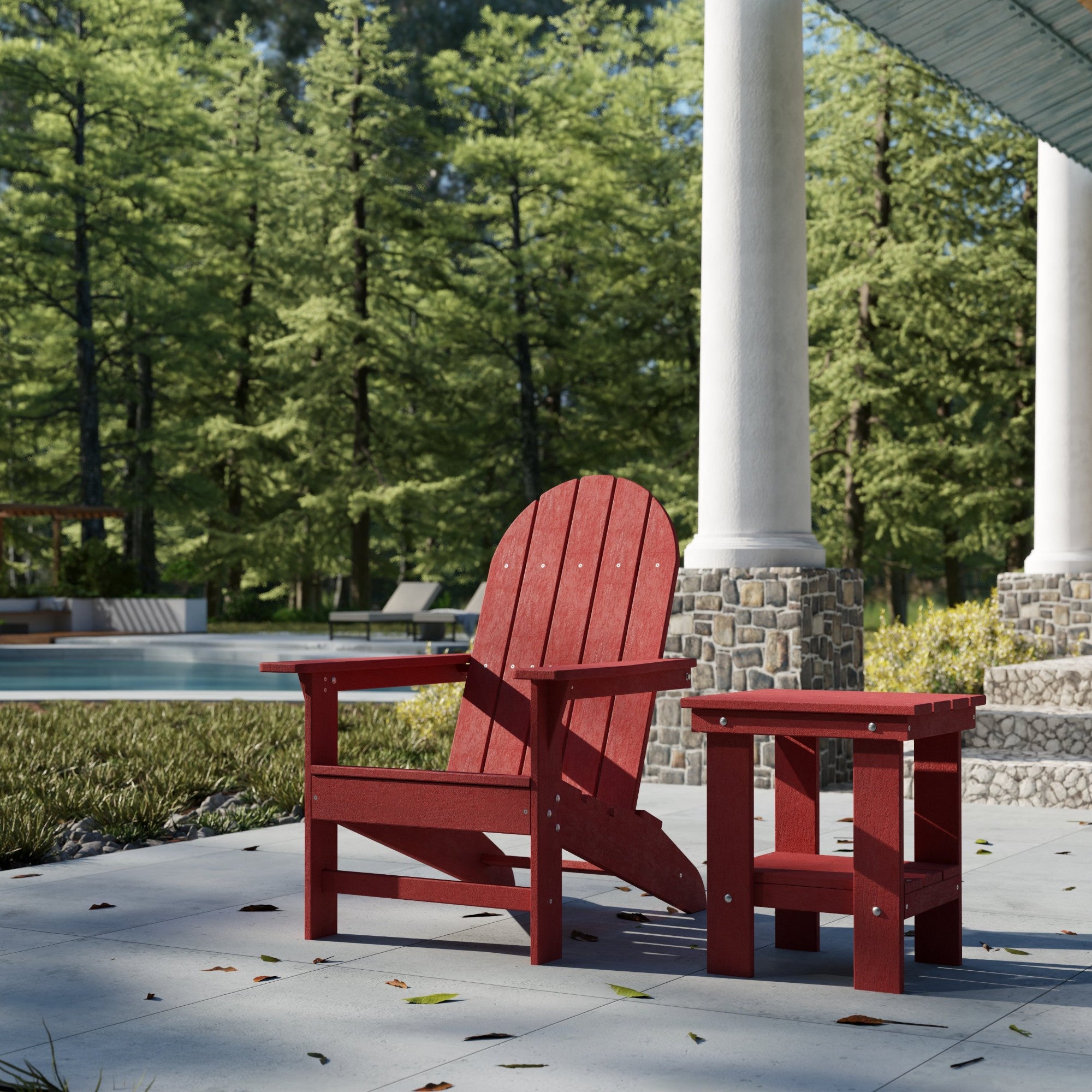 Freedom Modern Adirondack Chair & Side Table Set - Durable Outdoor Patio Furniture for Garden, Poolside, Deck, and Backyard Relaxation