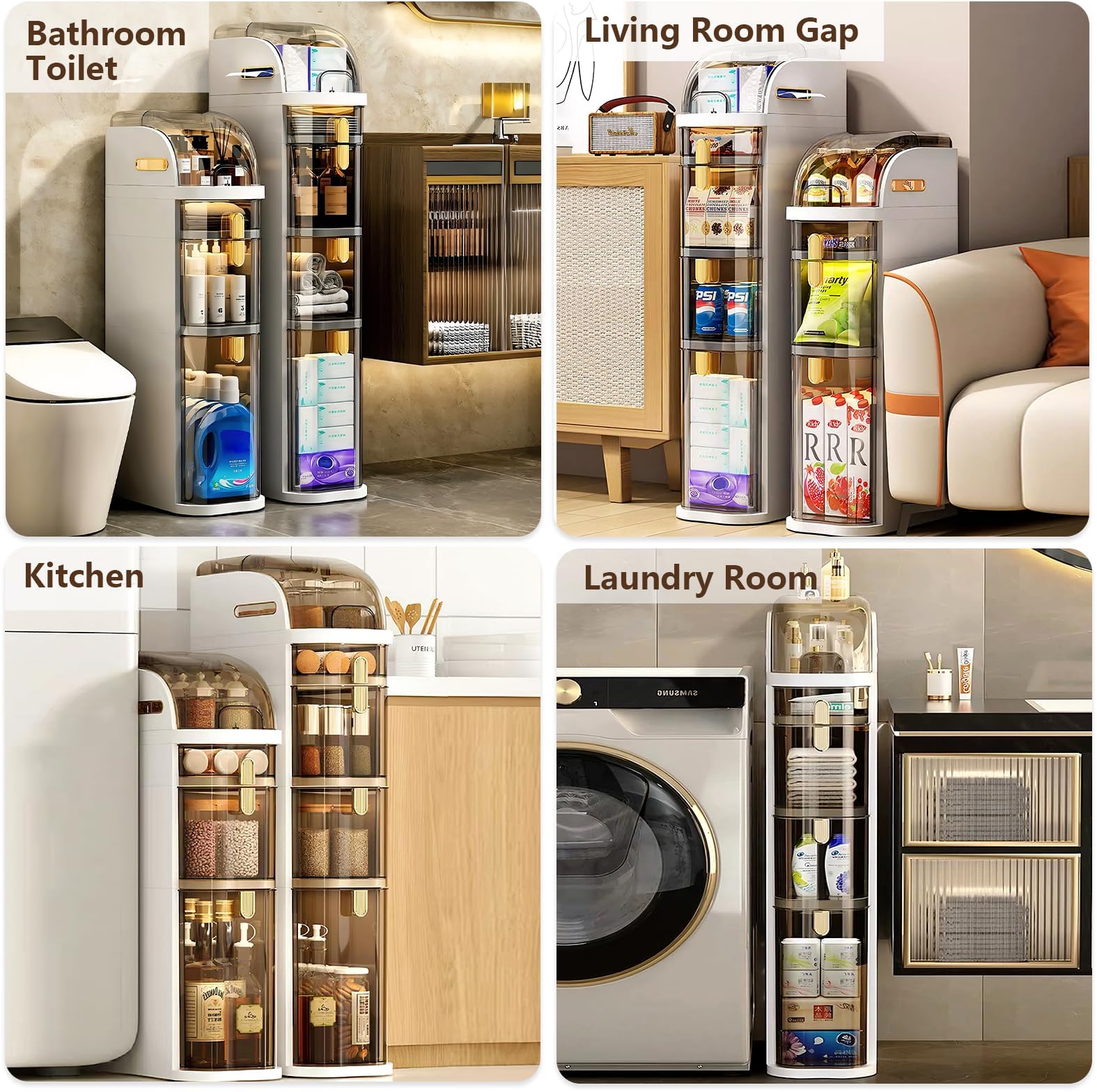 4-Tier Narrow Bathroom Storage Cabinet - 7.1