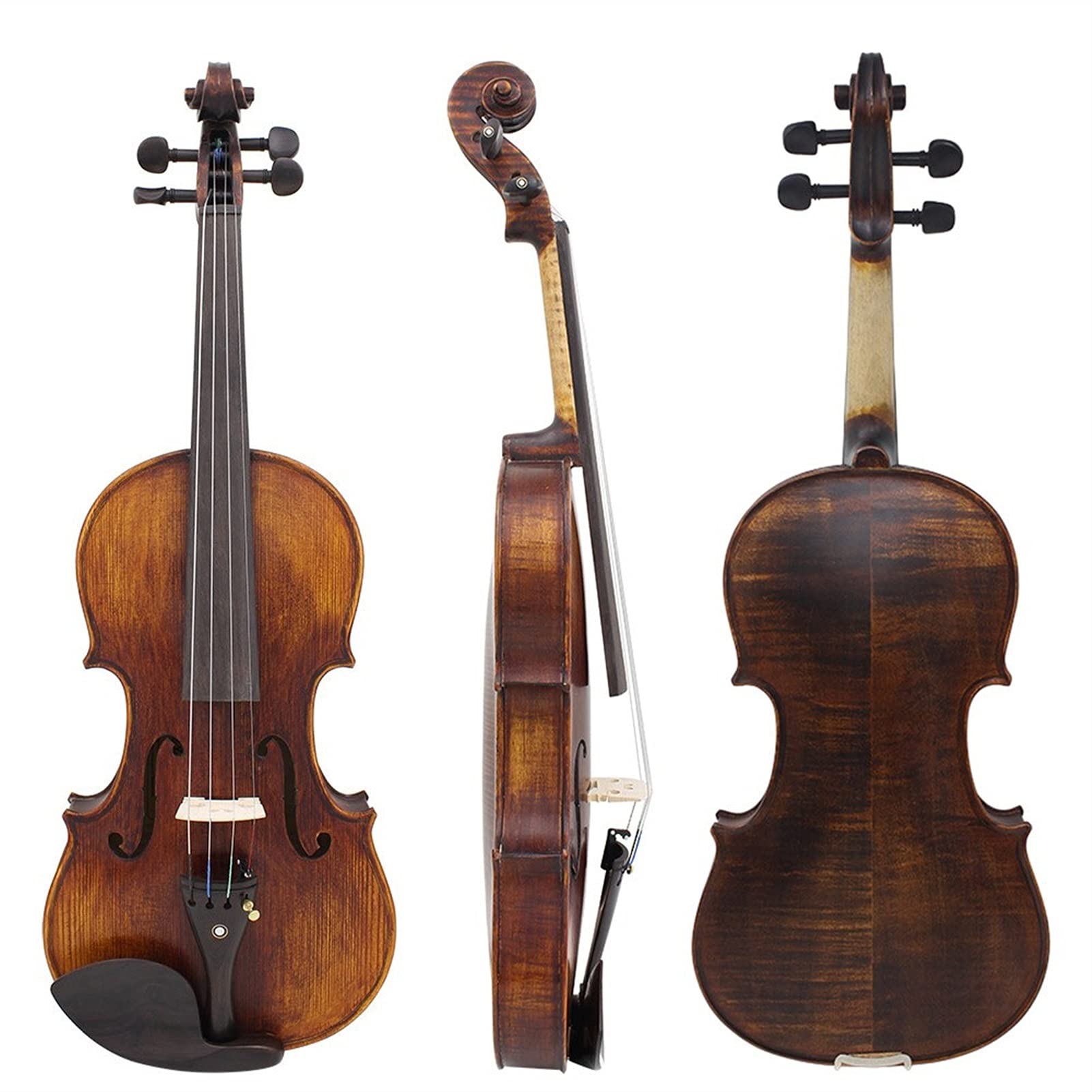 **4/4 Full Size Handcrafted Solid Wood Acoustic Violin Fiddle – Professional Violin Kit with Carrying Case, Tuner, Shoulder Rest, Strings & Cleaning Cloth – Perfect for Beginners, Students & Performers**