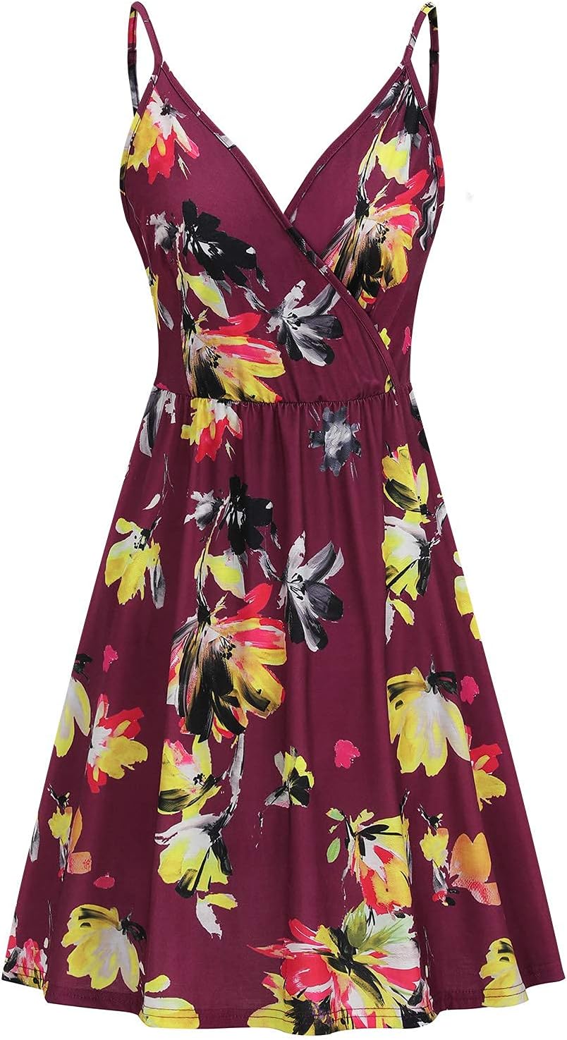 Elegant V-Neck Spaghetti Strap Casual Dress with Pockets - Perfect for Summer Outings, Beach Vacations & Date Nights