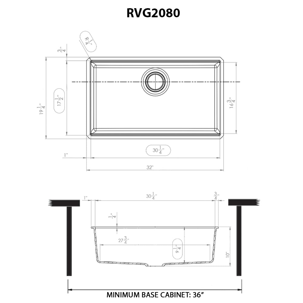 Ruvati 32 x 19 Inch White Granite Composite Undermount Single Bowl Kitchen Sink - Durable RVG2080WH for Modern Homes & RV Use - Perfect for Meal Prep, Dishwashing & Small Space Kitchens