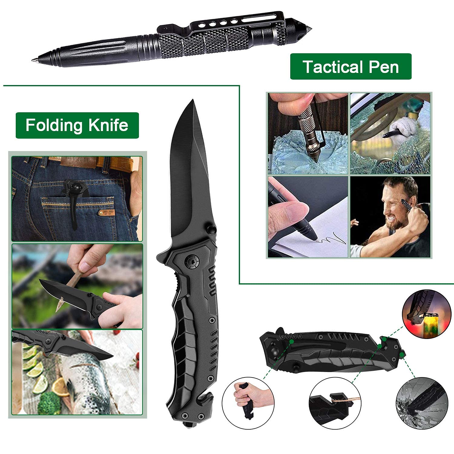 35-in-1 Survival Kit & First Aid Emergency Gear - Perfect Gift for Men, Boyfriend, Husband - Ideal for Camping, Hiking, Hunting, Fishing Adventures | Essential Outdoor Safety Equipment for Emergencies