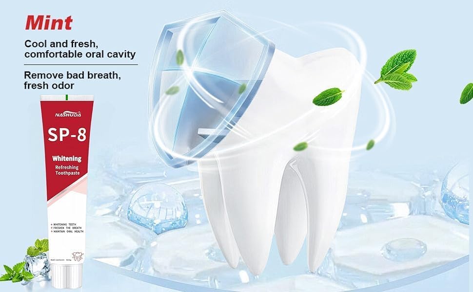 NASHUDA SP-8 Ultra Whitening & Probiotic Toothpaste - Enamel Safe Formula for Stain Removal, Fresh Breath & Teeth Health - 1 Pack Brightening Dental Care for Daily Oral Hygiene & Stain-Free Smile