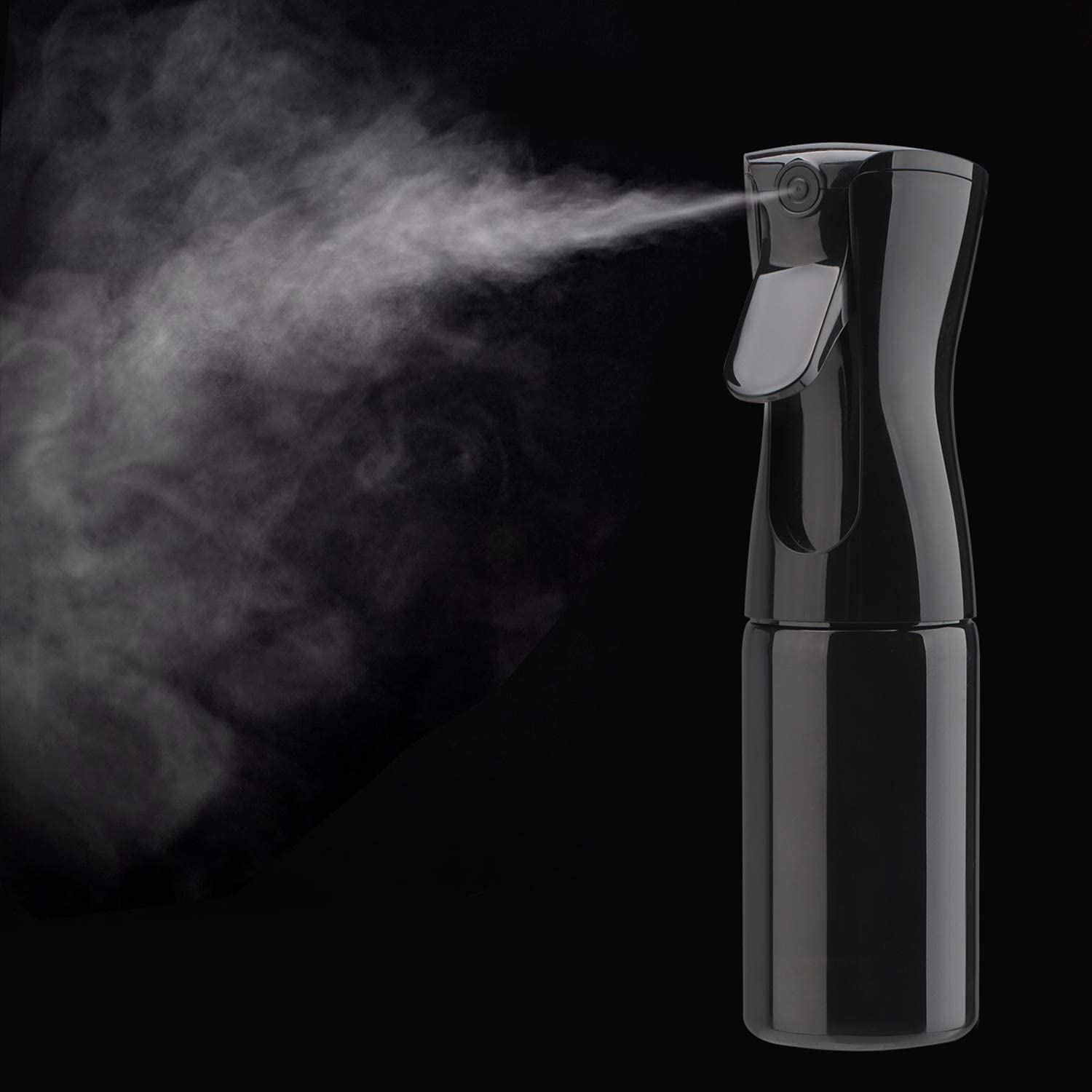 BIRZAR 300ML Refillable Spray Bottle - Hair Mist, Facial Spray, Salon Water Sprayer, Laundry & Cleaning Spray Bottle (Black) - Perfect for Hair Styling, Skincare, Plants & Home Use