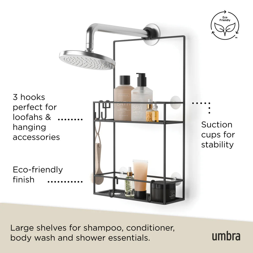Cubiko Shower Caddy Organizer - Rustproof Stainless Steel Bathroom Storage Shelf for Shampoo, Soap & Beauty Products - Perfect for Small Spaces & Apartment Showers