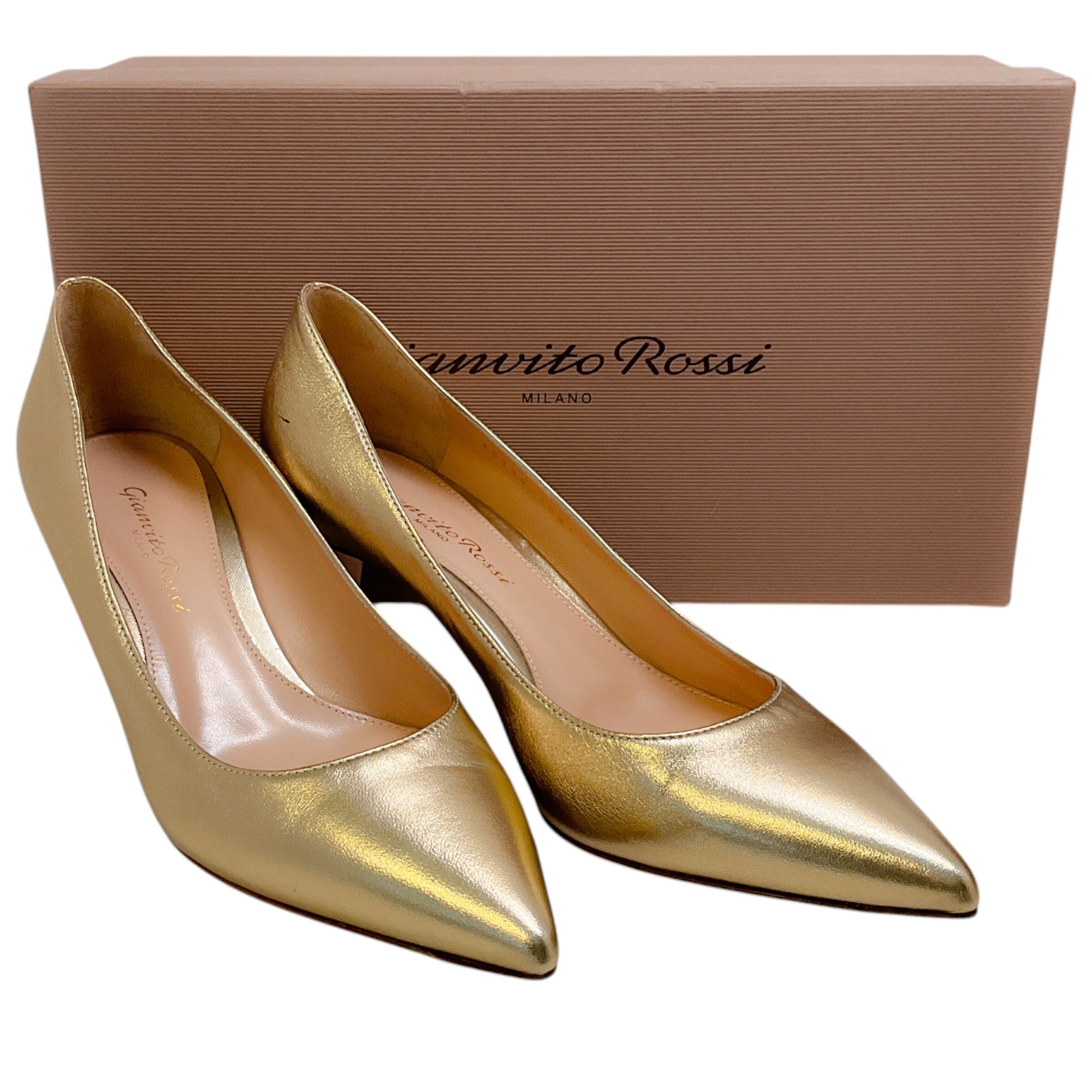 Gianvito Rossi Mekong Gold 55mm Heels - Women's Luxury High Heel Pumps for Parties, Weddings & Evening Events