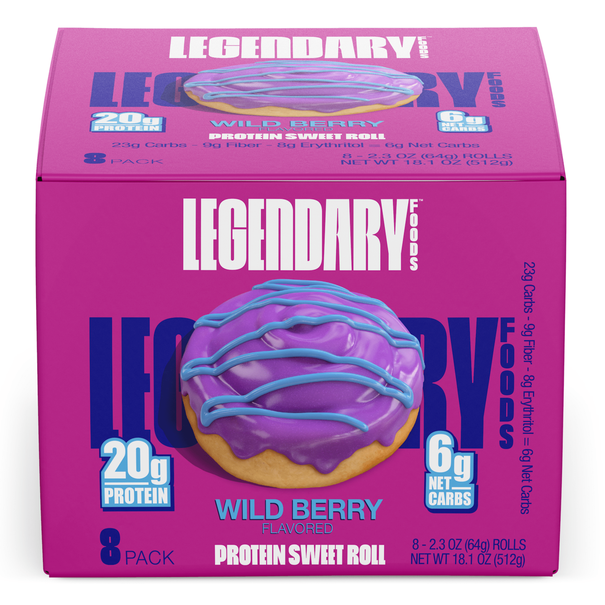 Legendary Foods Protein Sweet Roll - 8 Pack | High Protein Snack for Weight Loss & Muscle Gain | Perfect for Gym, Work & On-the-Go Energy Boost