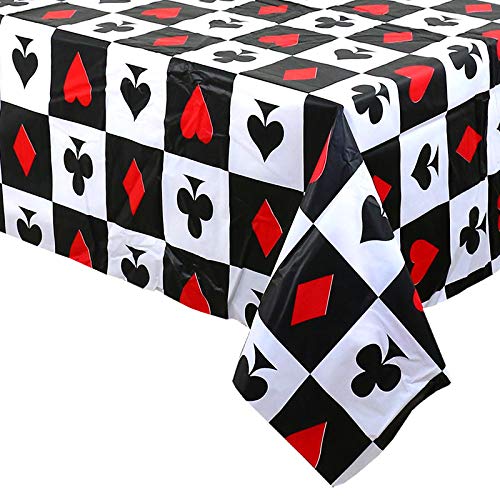 2-Pack Poker Theme Party Tablecloths 54 x 108 Inch - Las Vegas Casino Birthday Party Decorations, Poker Night Supplies for Game Room, Casino Night, and Themed Party Decor