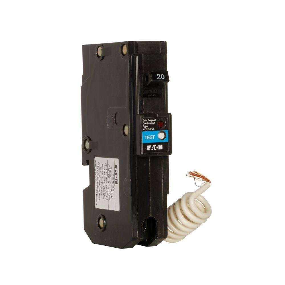 Cutler-Hammer BRLAFGF120 20 Amp 1-Pole Circuit Breaker, 120V AC, 10kA Interrupt Rating - Ideal for Residential & Commercial Electrical Panels, HVAC Systems, and Appliance Protection
