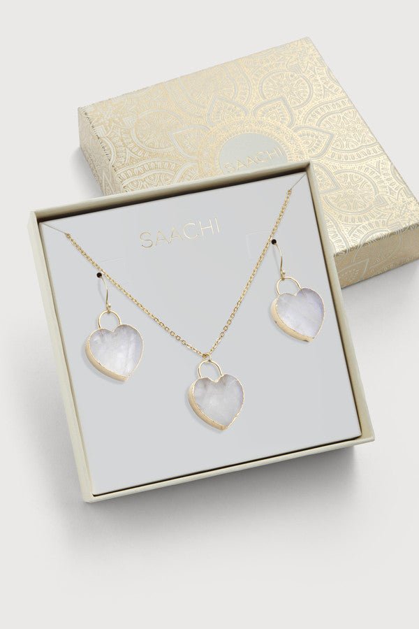 Heart Stone Jewelry Set - Elegant Earrings and Necklace for Women, Perfect for Valentine's Day Gifts, Anniversary or Romantic Occasions
