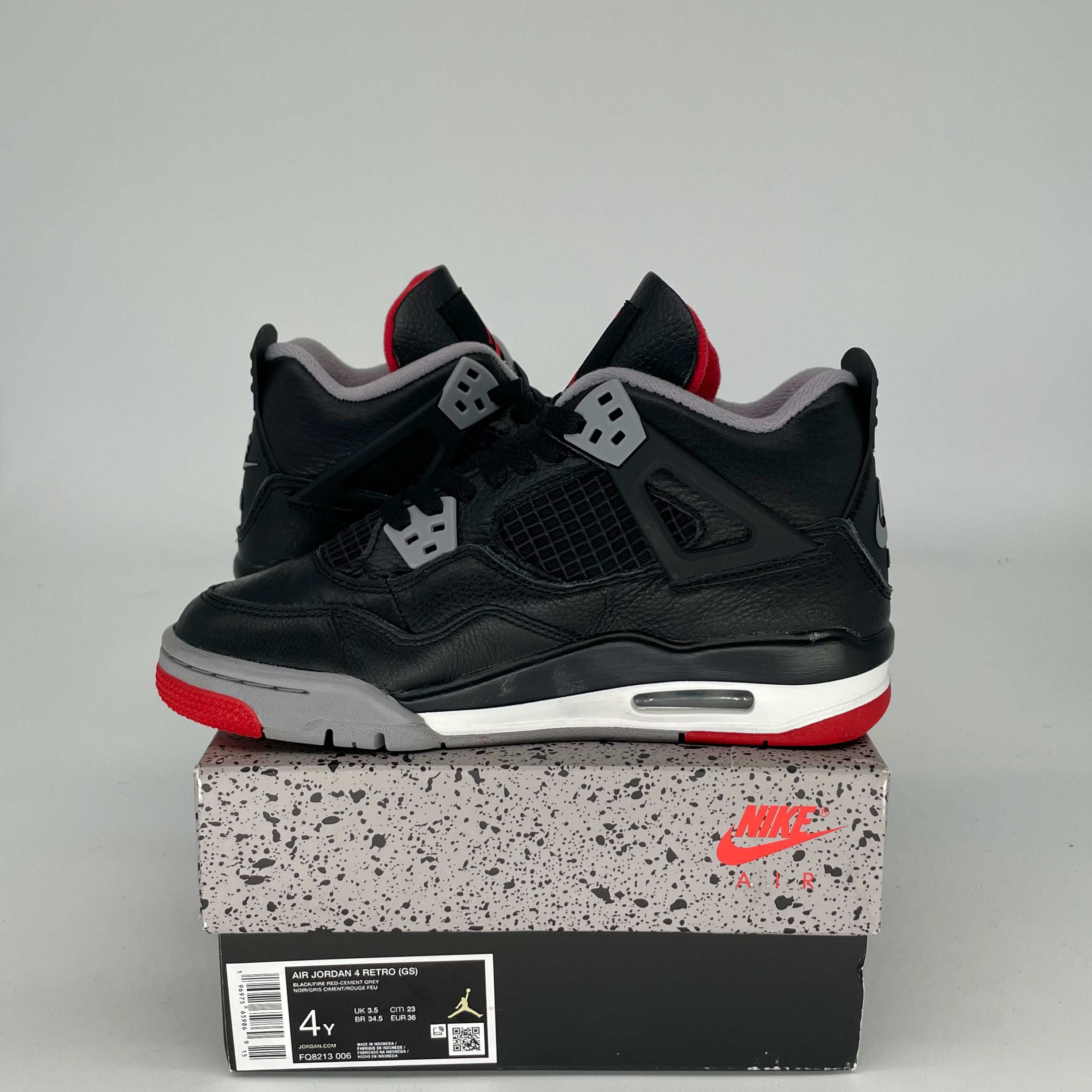 Original Air Jordan 4 Bred Reimagined - Men's Size 4 / Women's Size 5.5 (Style Code FQ8213-006) - Retro Basketball Sneakers for Streetwear & Casual Fashion