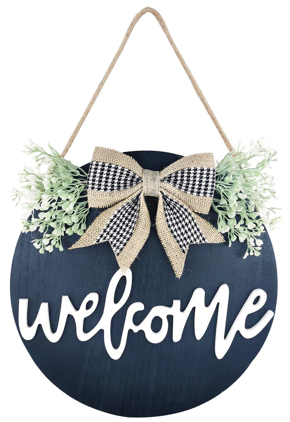 Rustic Wooden Welcome Sign - Porch Decor, Front Door Hanger, Outdoor Vertical Hanging Sign (Black) - Perfect for Farmhouse, Cottage & Entryway Decor