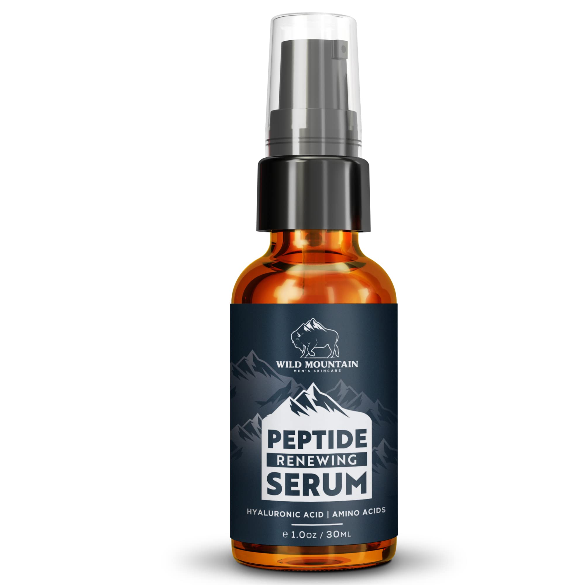 Wild Mountain Peptide Face Serum for Men - Hydrating Hyaluronic Acid & Collagen Boosting Amino Acids Anti-Aging Serum - Skin Brightening Treatment - 1 oz - Perfect for Daily Skincare Routine & Reducing Wrinkles