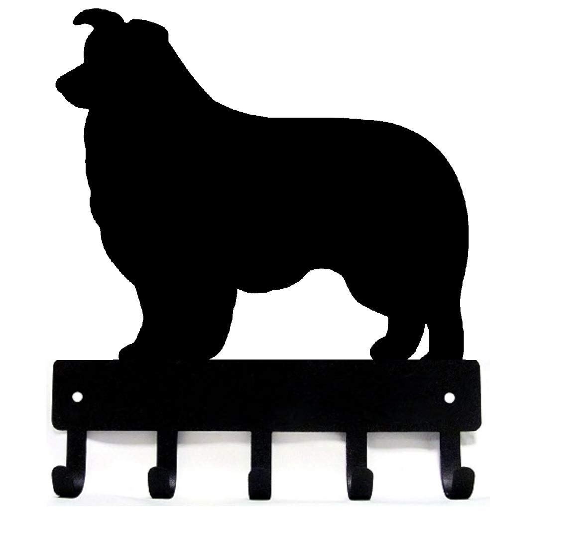 Wall Mounted Border Collie Key Holder with 5 Hooks - 6 Inch Small Rustic Home Entryway Organizer - Made in USA - Perfect for Farmhouse, Cabin & Pet Lover Decor