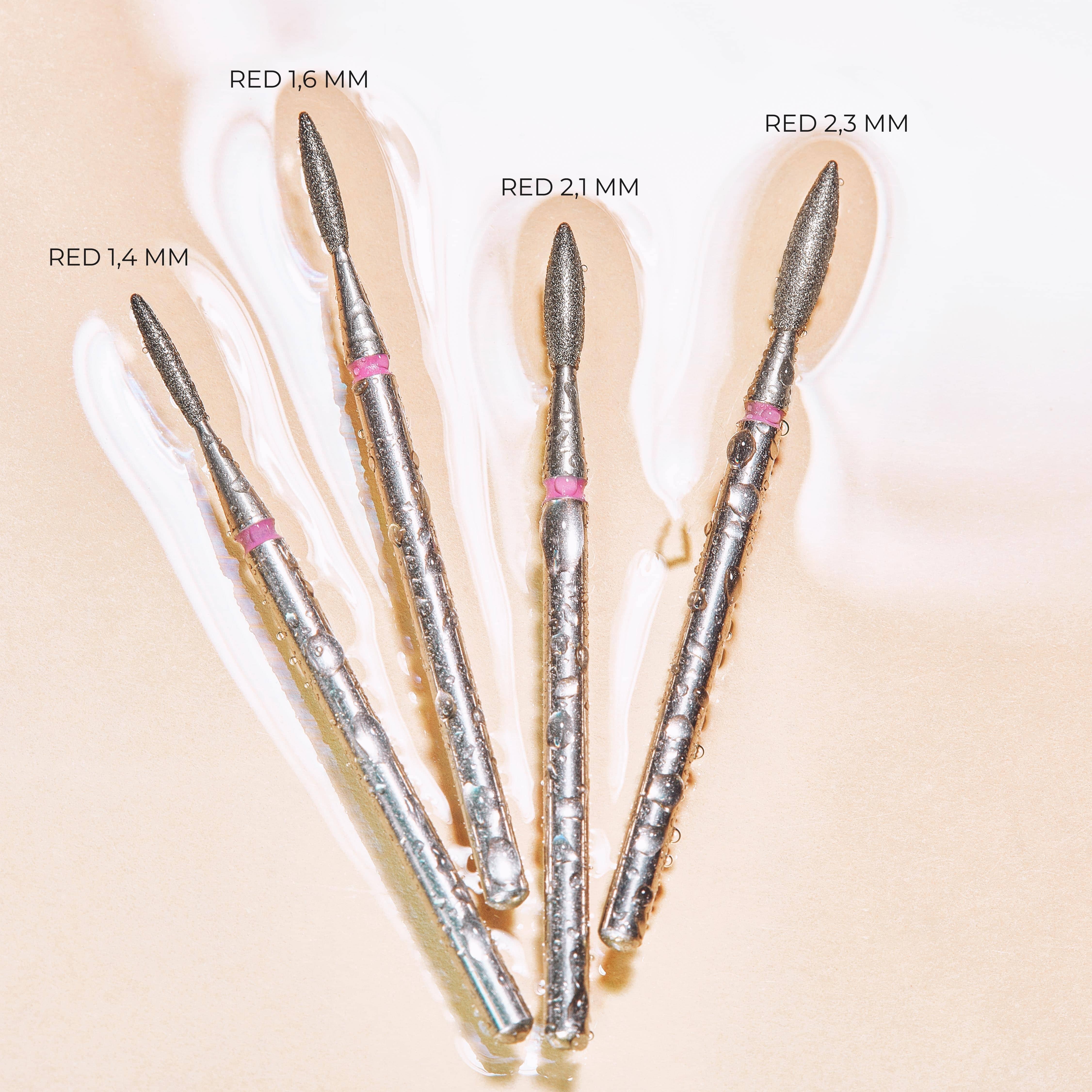Staleks Diamond Nail Drill Bit Flame Red 2.1mm - Professional Manicure & Pedicure Tool for Acrylic Nails, Gel Polish Removal & Nail Art - Salon & Home Use