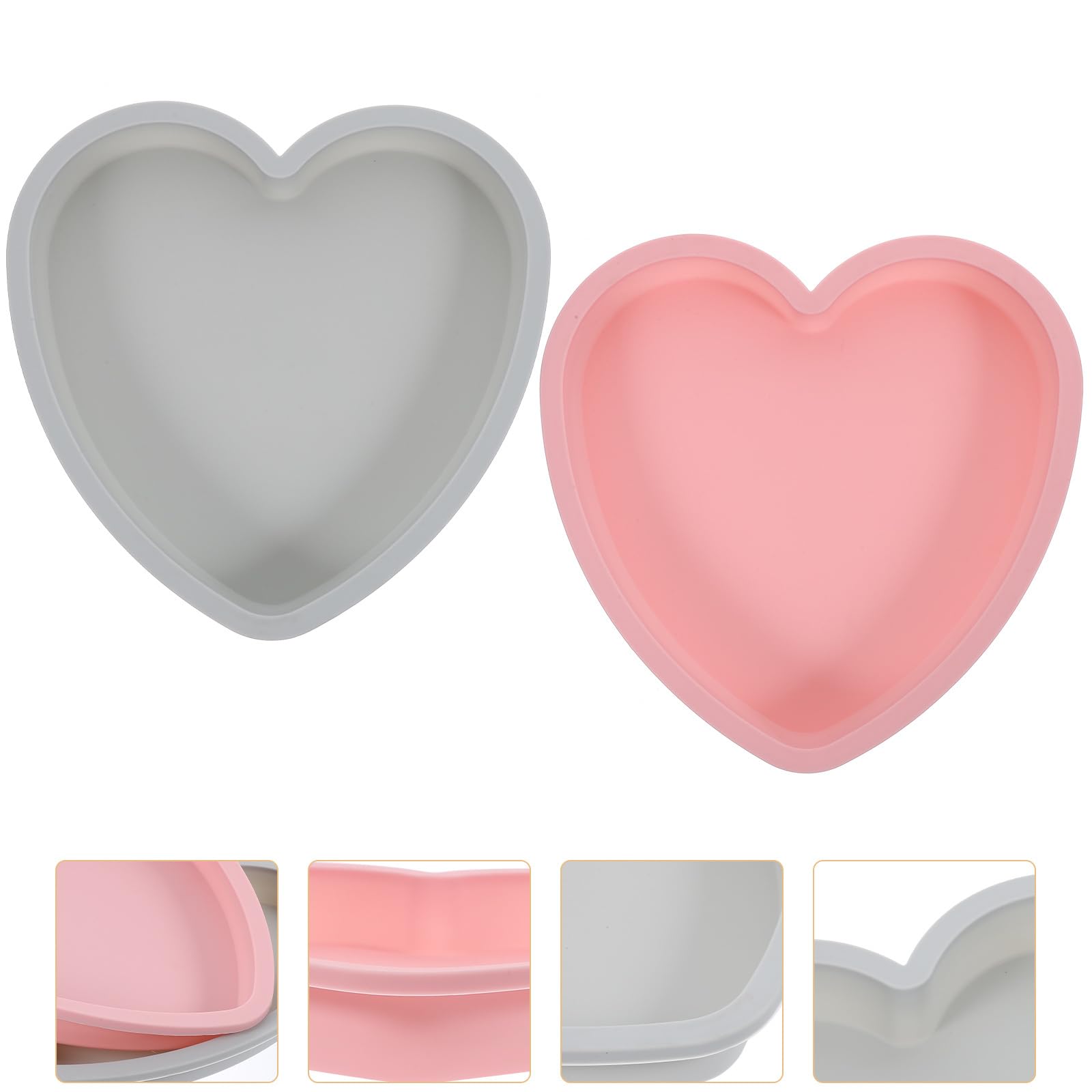 Hemoton 2-Pack 8 Inch Heart Shaped Silicone Cake Pans - Non-Stick Baking Molds for Chocolate, Jelly, Pudding, Soap & Candy - Oven, Microwave & Freezer Safe - Perfect for Valentine's Day, Mother's Day & Romantic Desserts