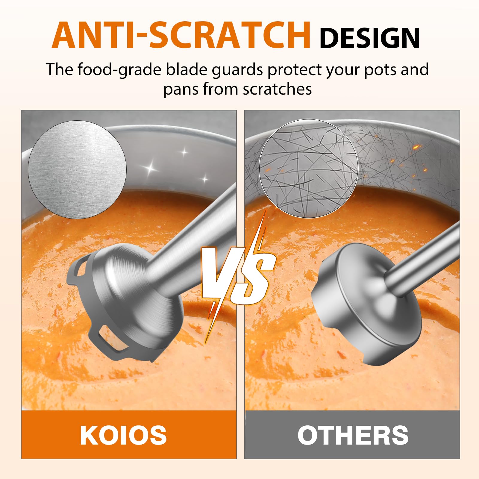 KOIOS 1000W 3-in-1 Immersion Hand Blender with 12 Speed Settings & Turbo Mode - Stainless Steel Anti-Scratch Blade, Whisk & Milk Frother Attachment - BPA-Free for Smoothies, Soups, Baby Food & Baking