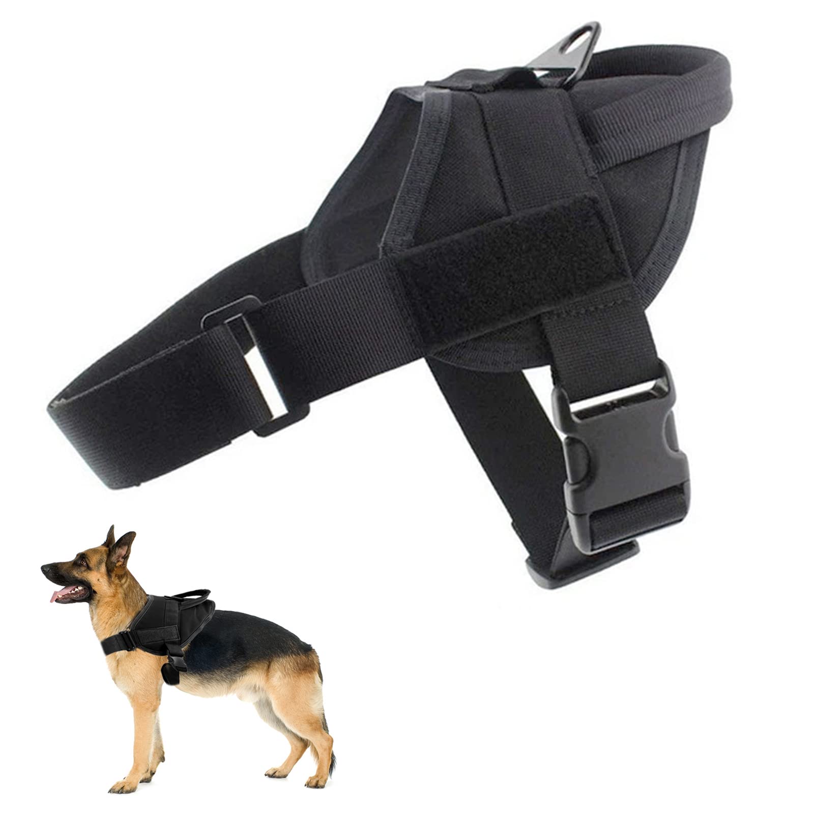 Tactical Dog Harness for Small Medium Large Dogs - No Pull Easy Walk Vest with Handle & Adjustable Straps - Service Dog Harness (Large, Black) - Perfect for Training, Hiking & Outdoor Adventures