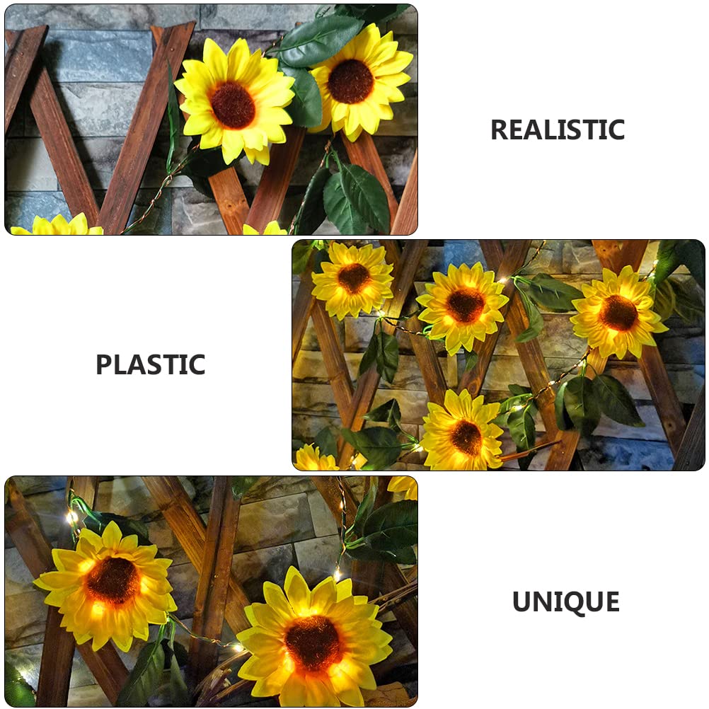 Solar Powered Sunflower Fairy Lights - Outdoor Garden Decor with Sunflower Vines & LED String Lights for Patio, Yard, Wedding, Party Decoration (Waterproof, Plastic)