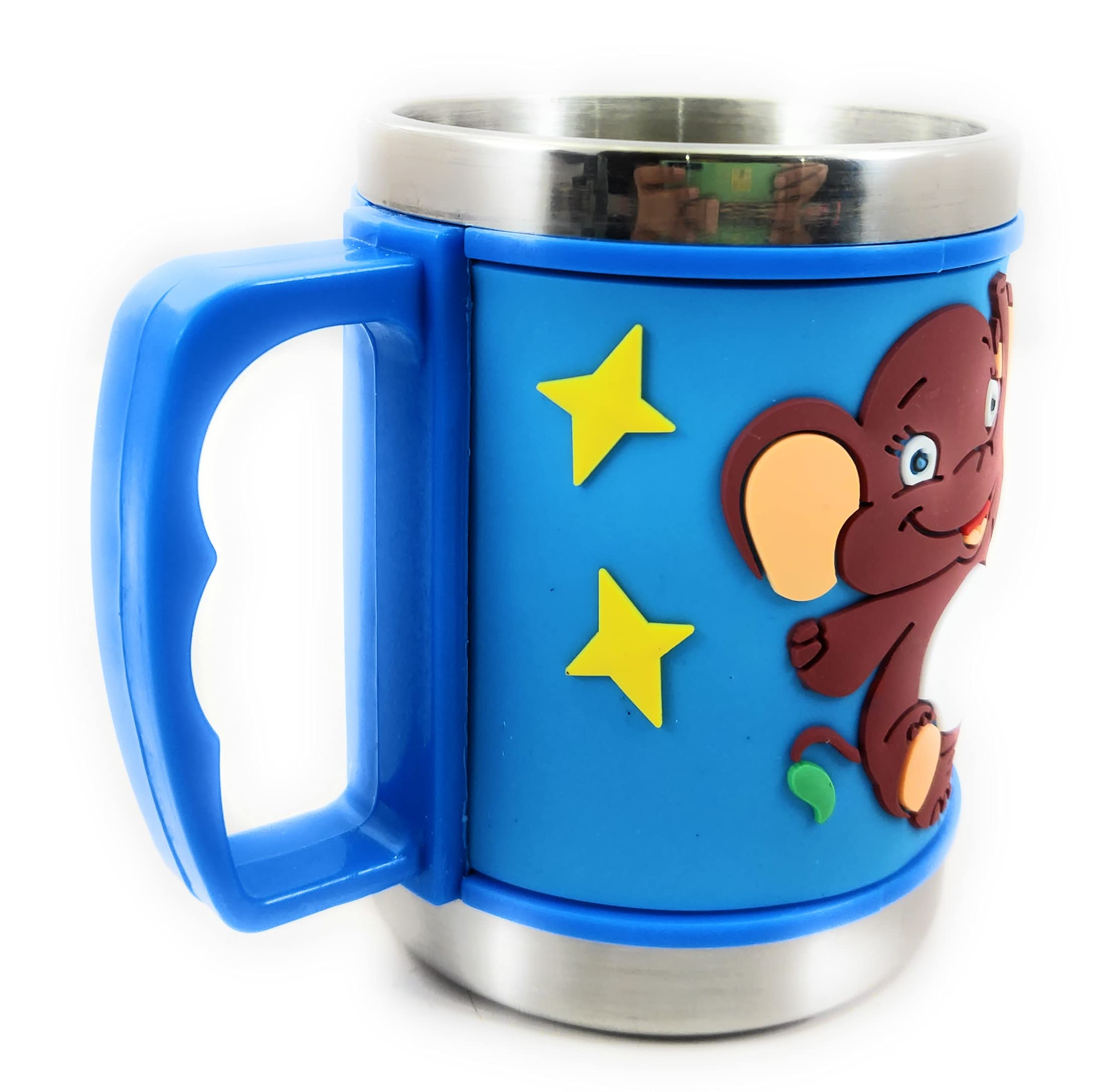 FunBlast Kids Stainless Steel Cartoon Mug - 350ml Insulated Hot & Cold Drink Cup for Coffee, Tea, Milk - Cute Embossed Design with Soft Rubber Grip - Perfect Gift for Toddlers & Children (Random Color) - Ideal for School, Home, and Travel Use
