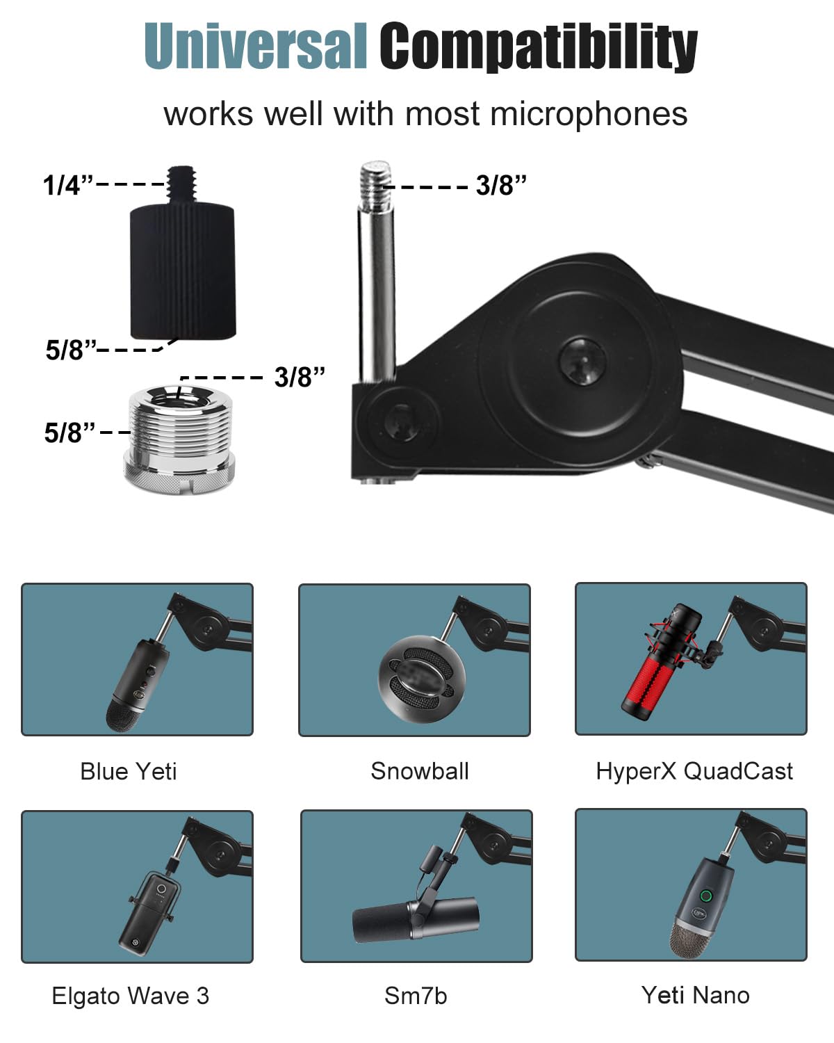 Heavy Duty Adjustable Microphone Boom Arm with Shock Mount - Universal Mic Stand for Podcasting, Live Streaming, Gaming & Studio Recording | Stable Professional Audio Equipment for Home & Broadcast Studios