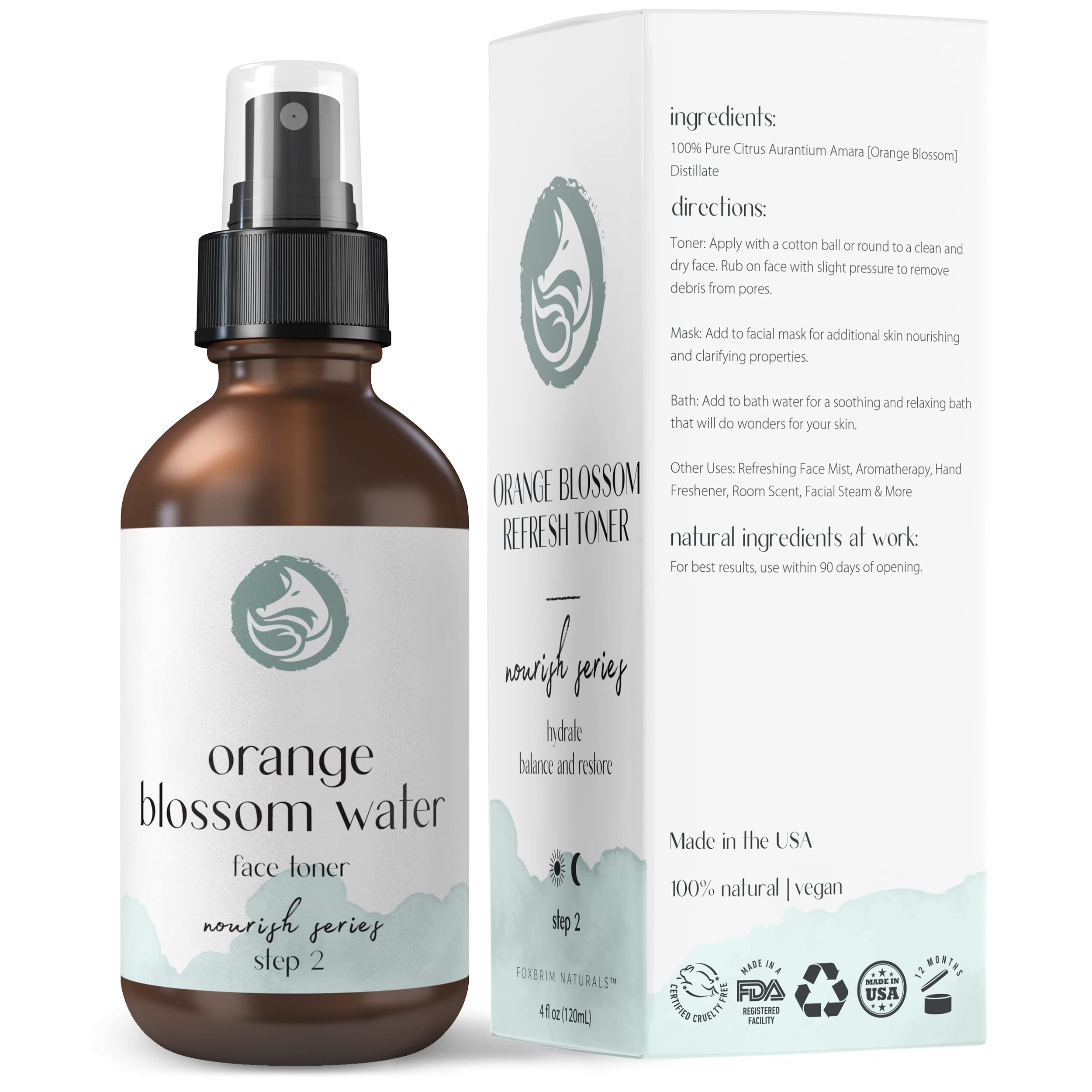 Best Retinol Face Serum & Orange Blossom Toner Set - Anti-Aging Skincare Duo for Glowing Skin | Day & Night Routine, Dry & Oily Skin Care