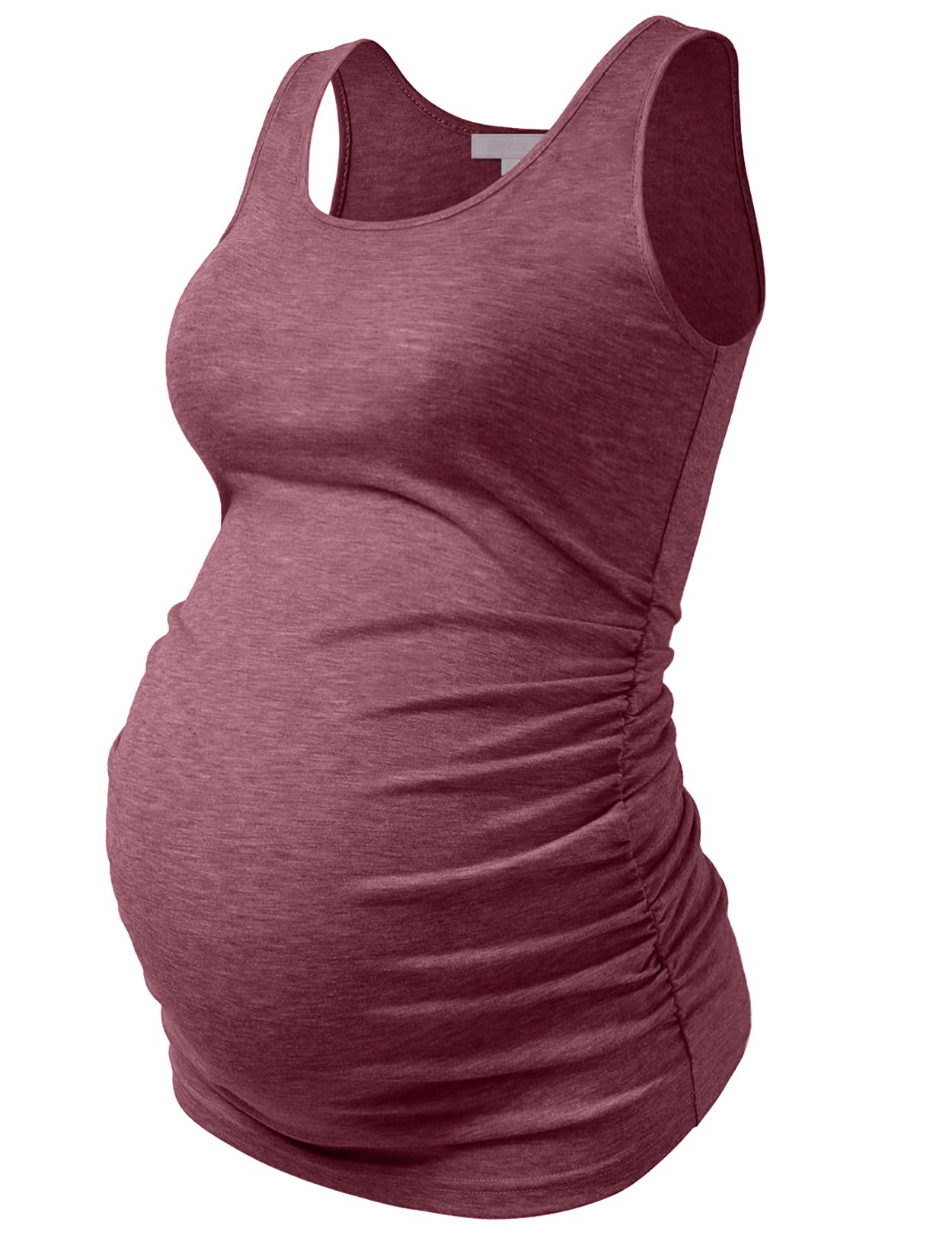 Maternity Tank Tops for Women - Soft Ruched Sleeveless Pregnancy Shirts & Nursing Tops | Comfortable Stretch Cotton Basic Tees for Maternity Wear | Perfect for Everyday Use, Nursing, and Pregnancy Photos