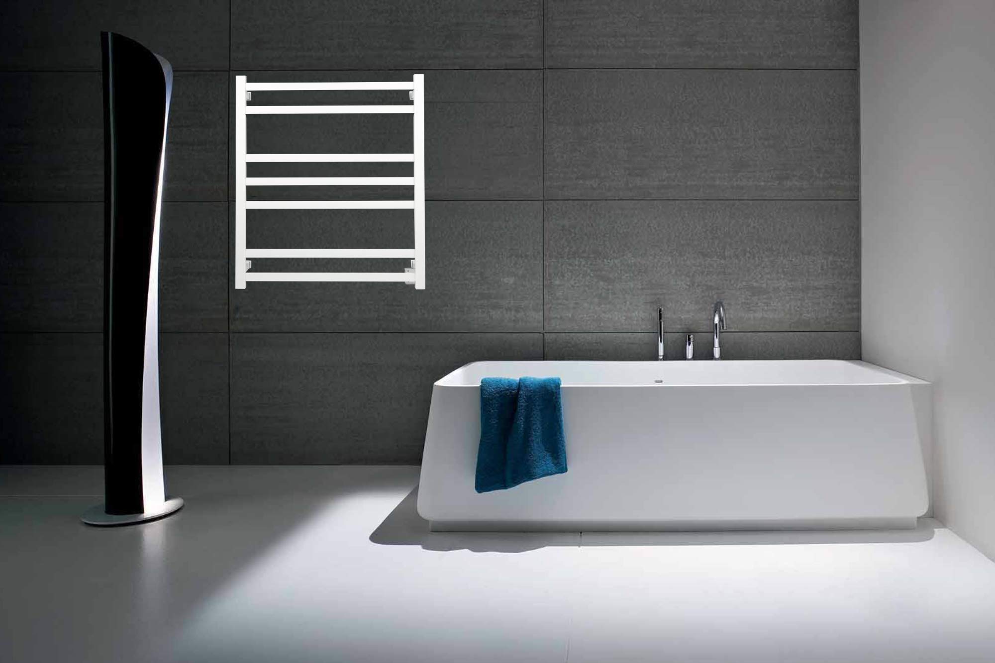 Electric Heated Towel Rack - 7 Bar Wall Mounted Towel Warmer with Plug-in/Hardwired Options - White - Perfect for Bathrooms, Spas & Luxury Home Use