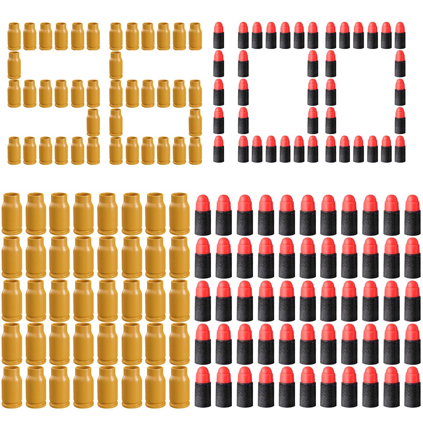 Soft Foam Bullet Toy Gun Ammo Refill Kit - 100 EVA Foam Bullets + 56 Shells for Safe Kids Play | Educational STEM Toy Accessories for Nerf Guns & Outdoor Shooting Games