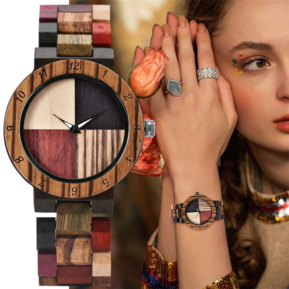 Women's Wooden Watch with All Wood Strap - Classic Analog Bamboo Watch for Women & Couples | Eco-Friendly Fashion Accessory for Casual Wear, Office & Outdoor Activities