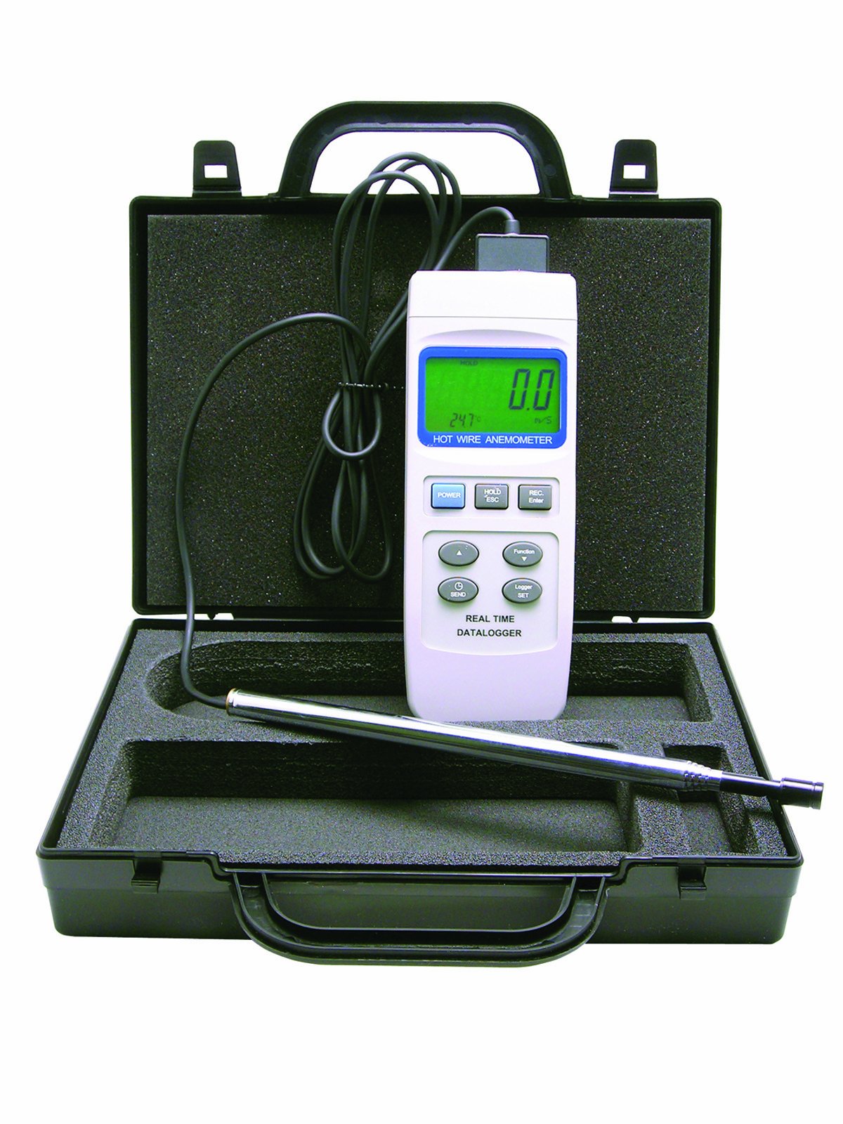 General Tools HWA2005DL Digital Hot Wire Anemometer with Real-Time Data Logger - Accurate Airflow Measurement for HVAC, Industrial & Home Use