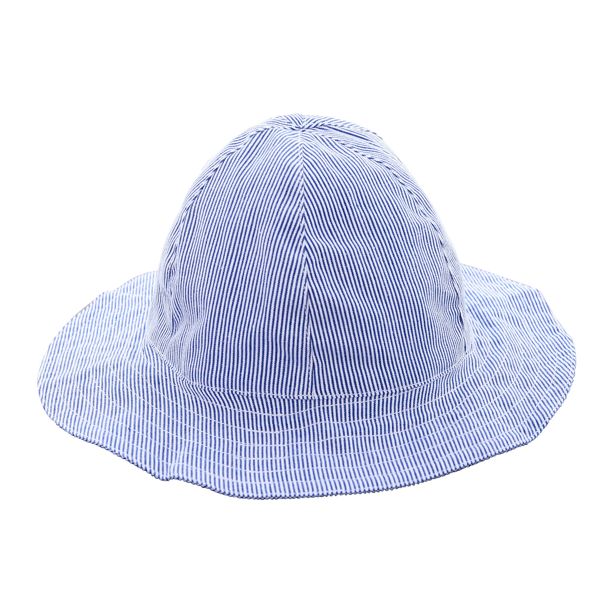 Baby Sun Hat for Boys & Girls - Navy Seersucker Stripe UV Protection Wide Brim Hat - Perfect for Beach, Pool, Park & Outdoor Activities