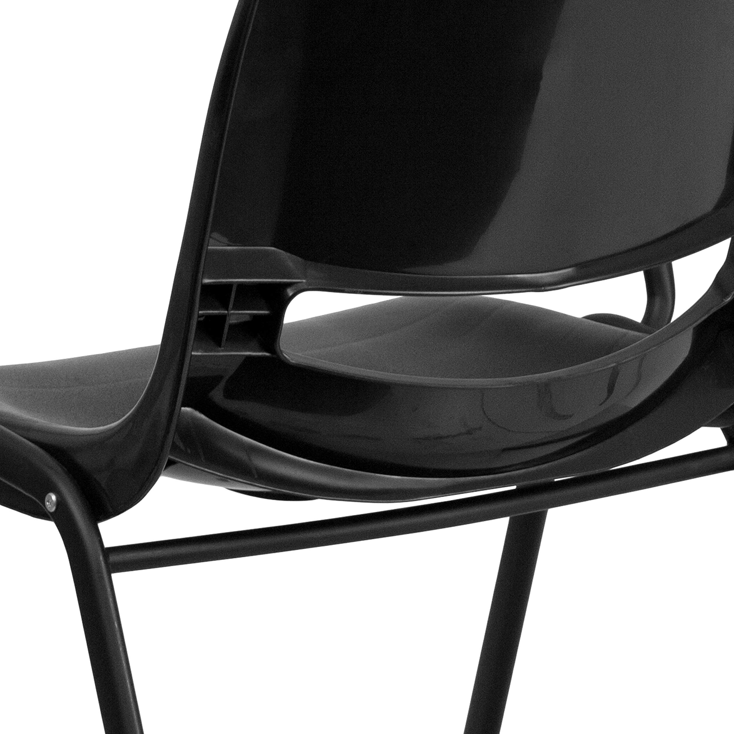 Emma & Oliver Black Ergonomic Shell Chair with Left-Handed Flip-Up Tablet Arm - Office Desk Chair for Home & Workspace - Perfect for Studying, Gaming, and Remote Work