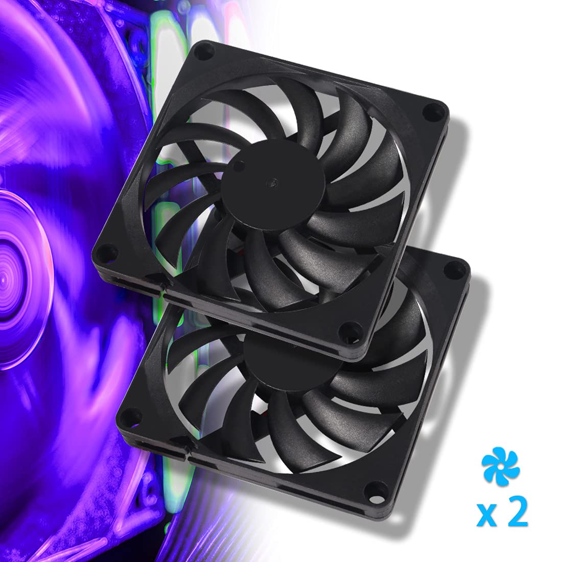 2Pcs DC 12V 8010 Cooling Fan - Dual Ball Bearings 80mm x 10mm Brushless Fan for 3D Printers, PC CPU, Computer Case & Small Heat Dissipation Equipment | High Performance Cooling Solution for Electronics & DIY Projects
