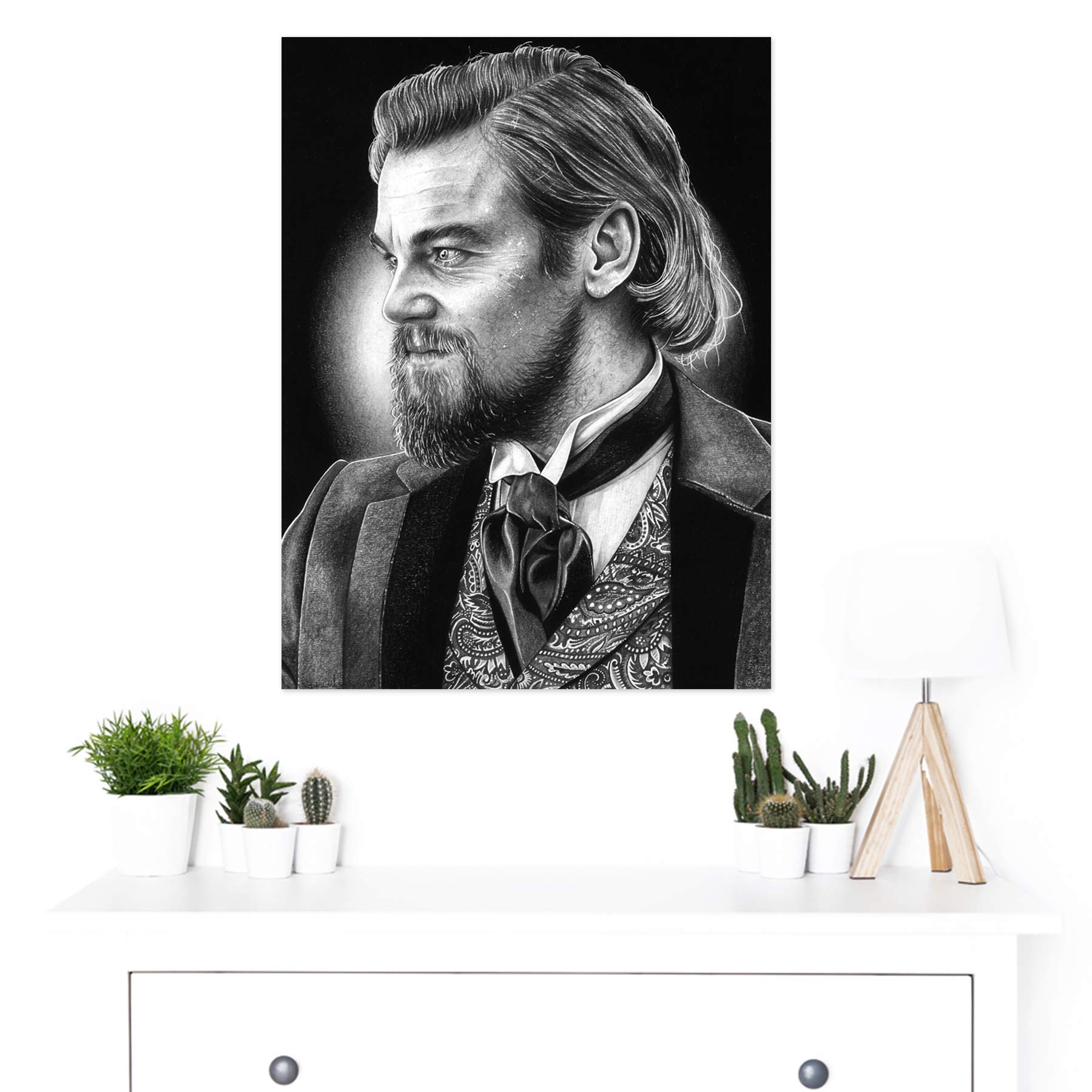 Calvin Candie Django Unchained Movie Poster - Leo DiCaprio & Wayne Maguire Wall Art Print - 18x24 Inch Thick Paper - Perfect for Home Theater, Man Cave & Movie Room Decor