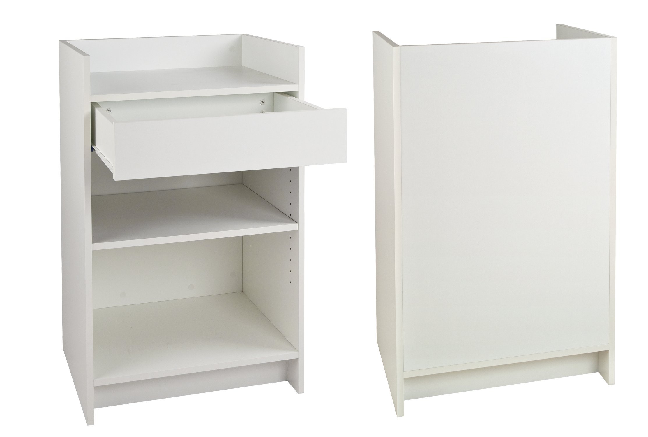 White Only Garment Racks with Well Top Register Stand - Easy Assembly for Retail Stores, Boutiques & Clothing Displays | Perfect for Shop Fittings, Wardrobe Organization & Commercial Use