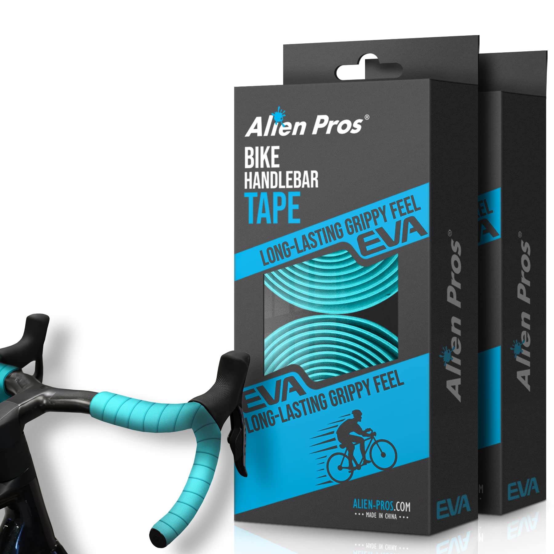 ALIEN PROS Set of 6 Bianchi Green Bike Handlebar Tape - Premium EVA Foam Handlebar Wrap for Comfortable Cycling | Perfect for Road Bikes, Mountain Bikes & Commuter Bikes