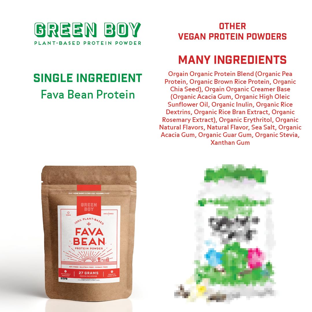 Organic Vegan Fava Bean Protein Powder - 100% Plant-Based, Single Ingredient, No Added Sugar, Soy or Gluten - Perfect for Smoothies, Baking & Cooking (16oz) | Ideal for Post-Workout Recovery & Healthy Meal Prep