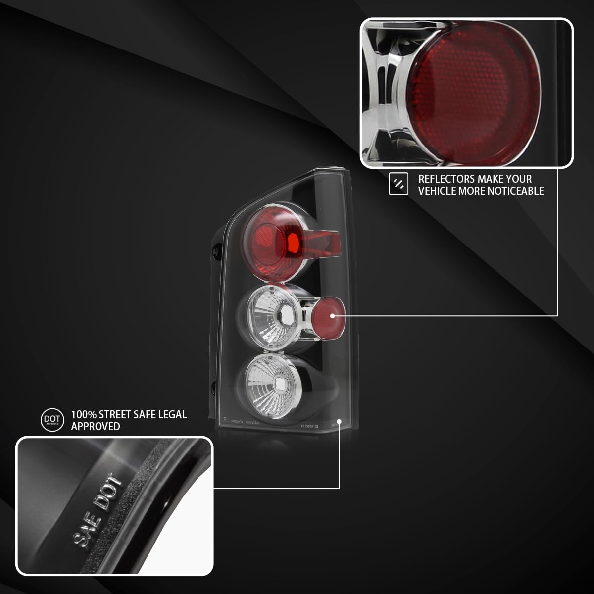 AUTOZENSATION Black Housing Clear Lens Tail Lights Pair for 2005-2012 Nissan Pathfinder - Left & Right Assembly - Upgrade Your Vehicle's Rear Style (Perfect for Night Driving & Enhanced Visibility)