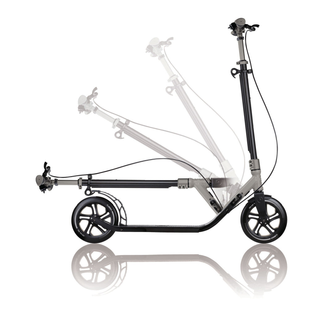 Globber NL 230 Ultimate Titanium Scooter for Kids & Adults - Lightweight Grey Folding Kick Scooter for Commuting, Travel & Outdoor Fun