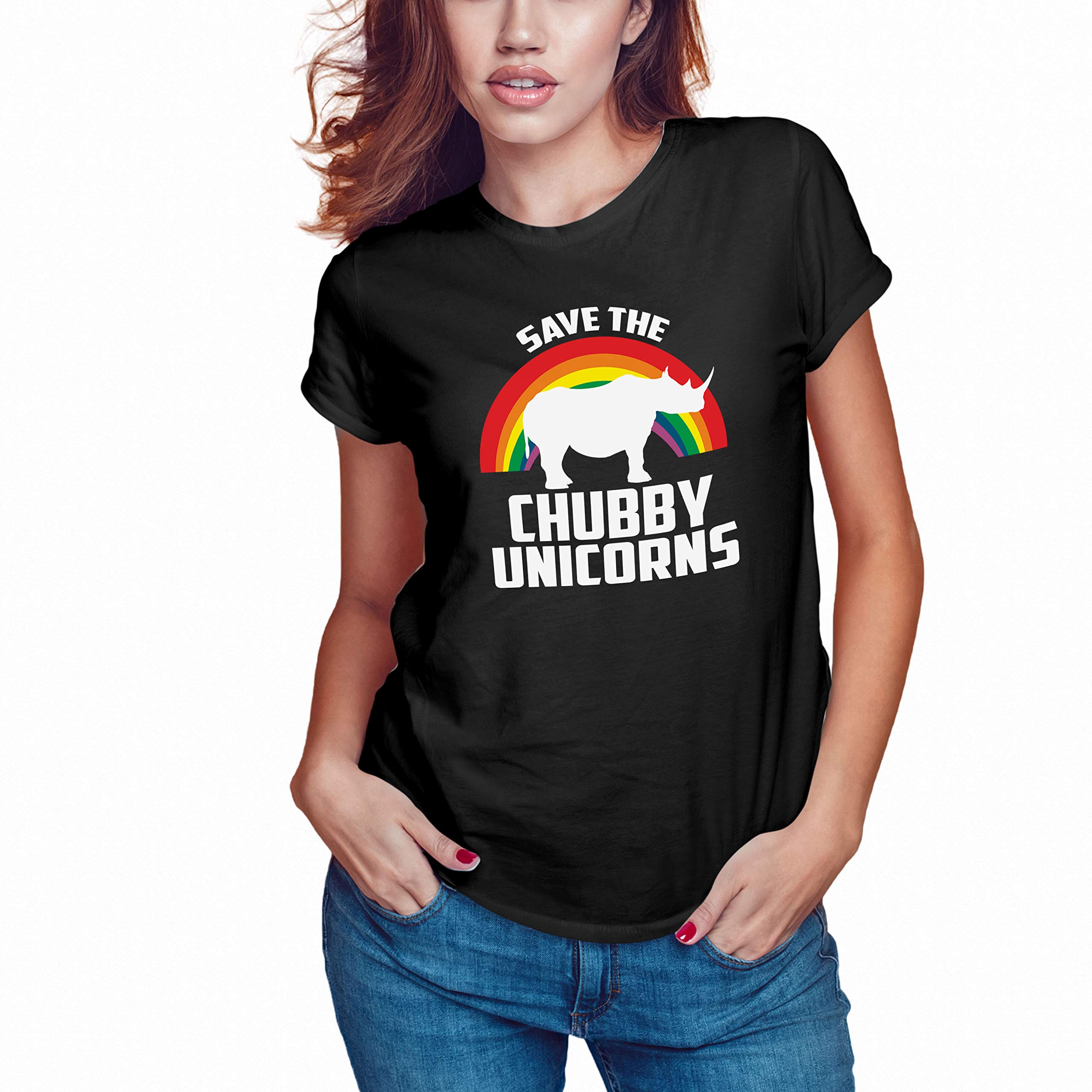 Save The Chubby Unicorns Funny Hipster Women's T-Shirts | Trendy Graphic Tees for Women | Perfect for Casual Wear, Parties & Gifts